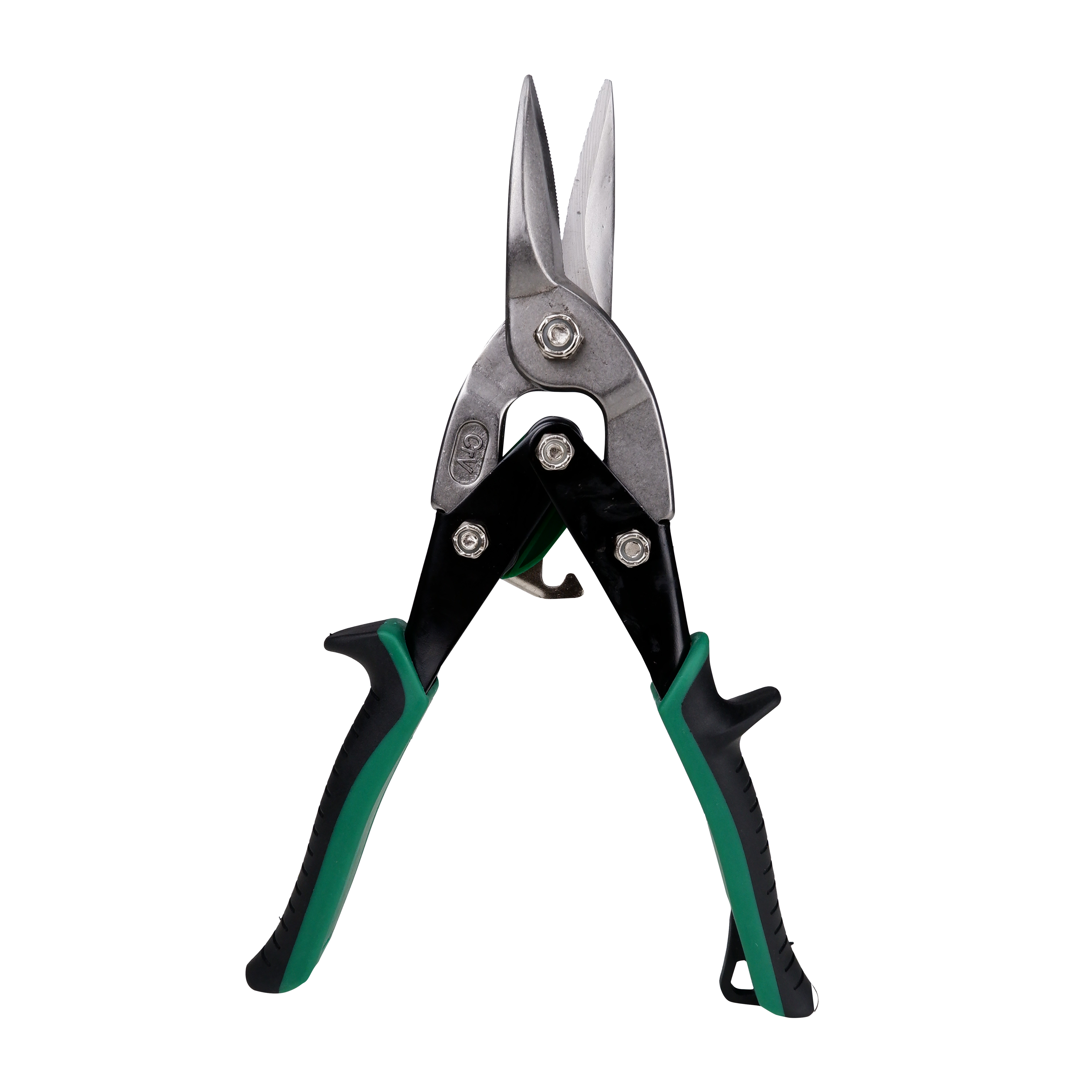 Homdum 10inch Aviation Snip Cut Tin Cutter Hanbon Anti-Slip Sawtooth Design Blade Scissor Heavy Duty Metal Sheet Cutting Snippers Hand Steel Shears with Spring 250MM Black+Green