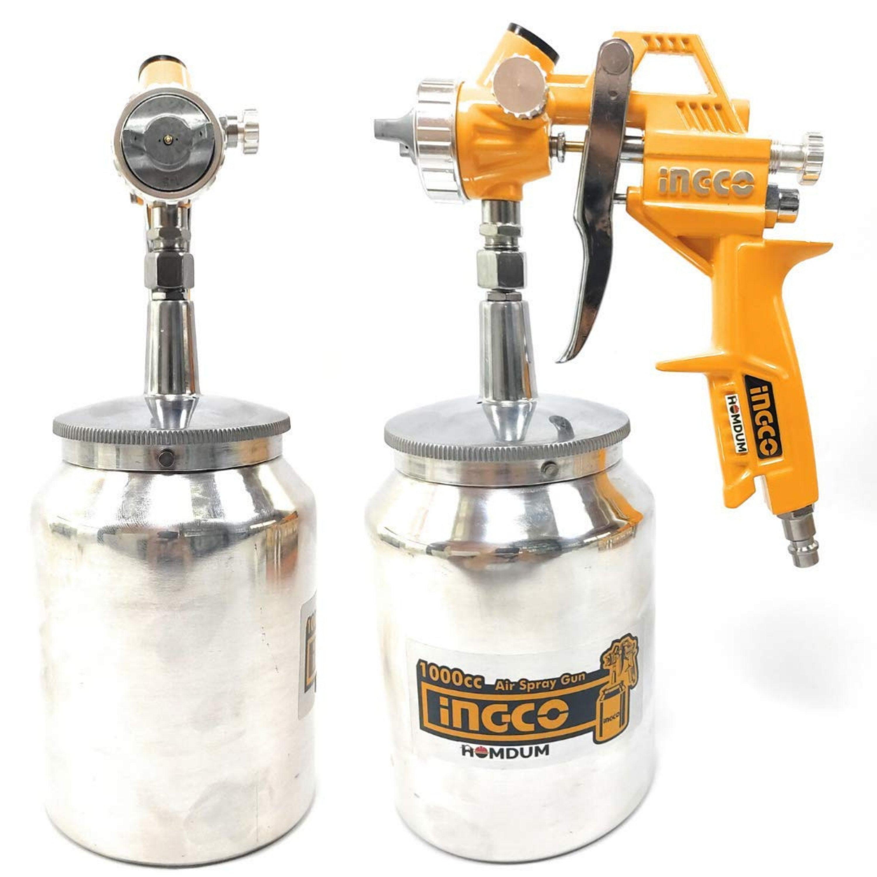 Homdum 1000 ml (1 Lt) ingco Paint Spray Gun - pneumatic (Air powered) - 1.5mm stainless steel nozzle - Suction feed aluminium metal cup.