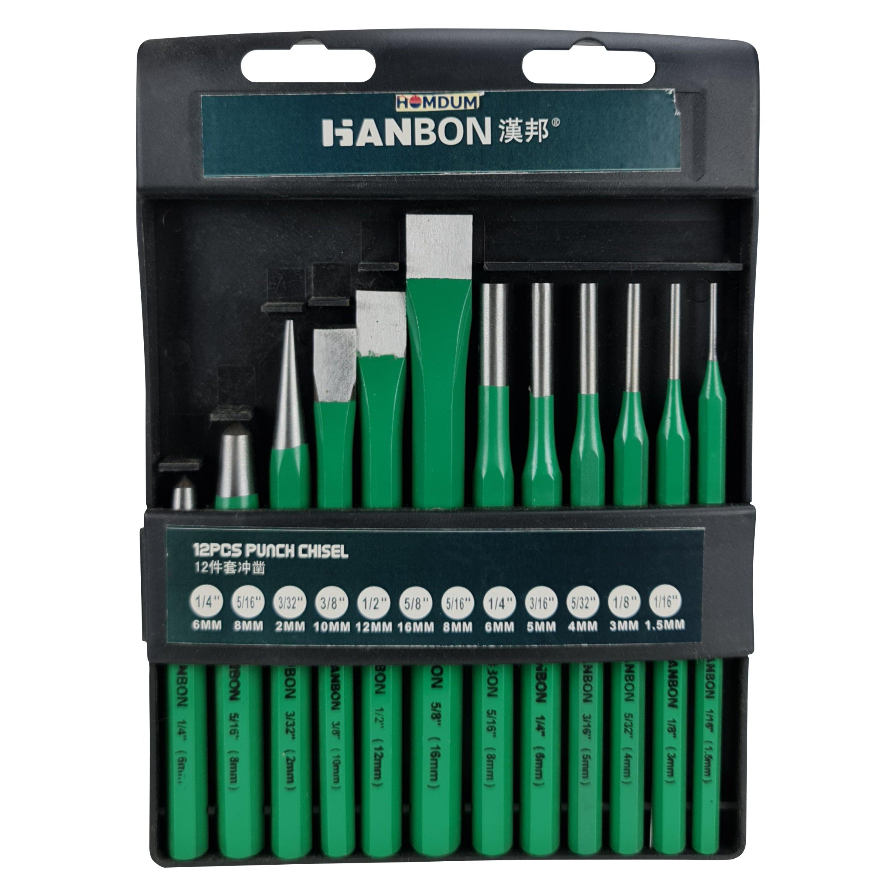 Homdum 12 piece center pin punch chisel set