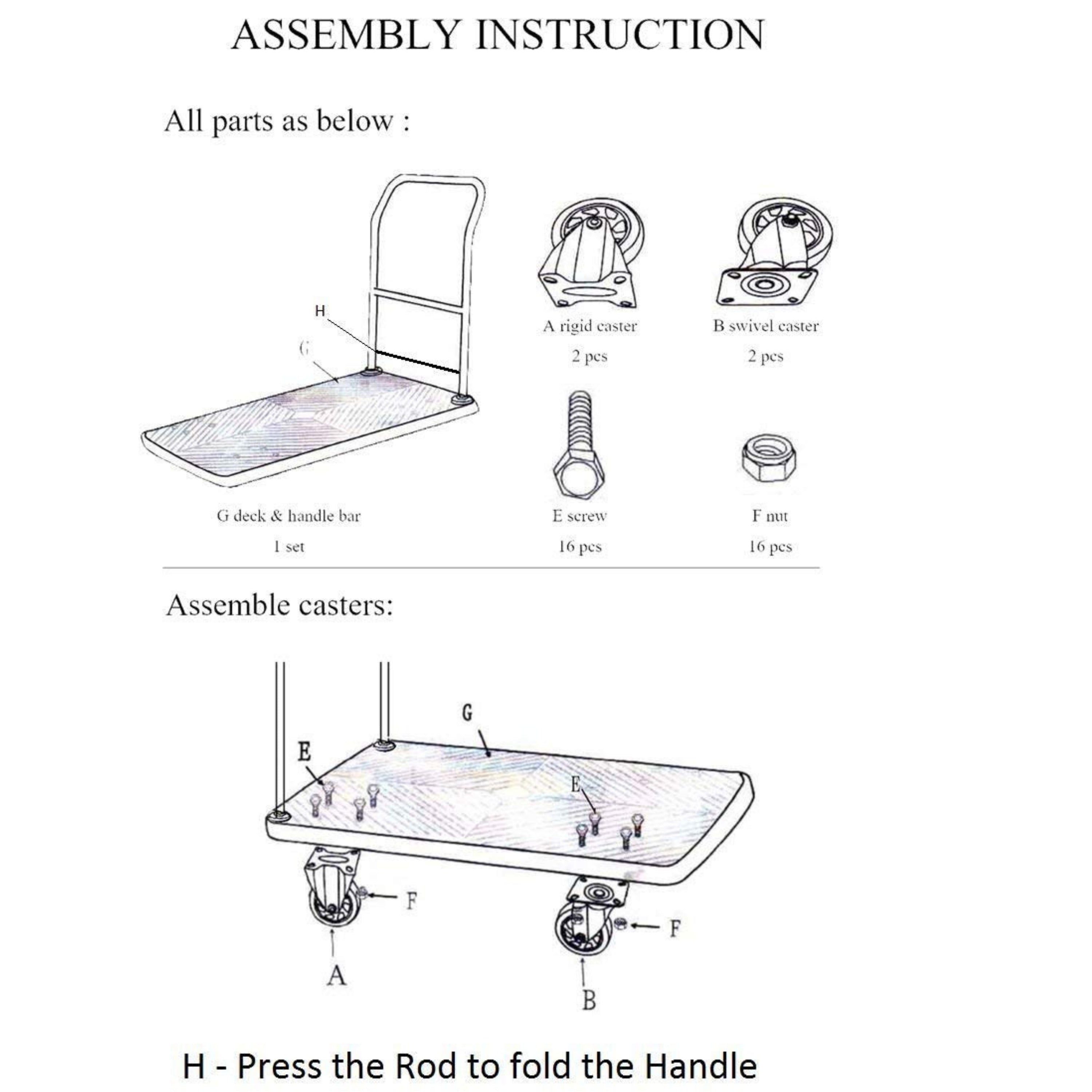 Homdum platform trolley 150kg Assembly 