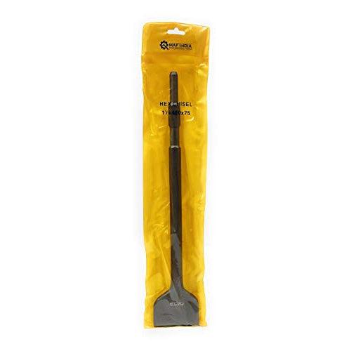 Homdum 17 x 400 x 75 Hex Shank Flat Spade Pointed Chisel for 5 kg Demolition Hammer Concrete Breaker Jack Hammer Tool bit for Tile Chipping/Wall Slotting/Scraping Masonry Brick. (17x400x75mm)