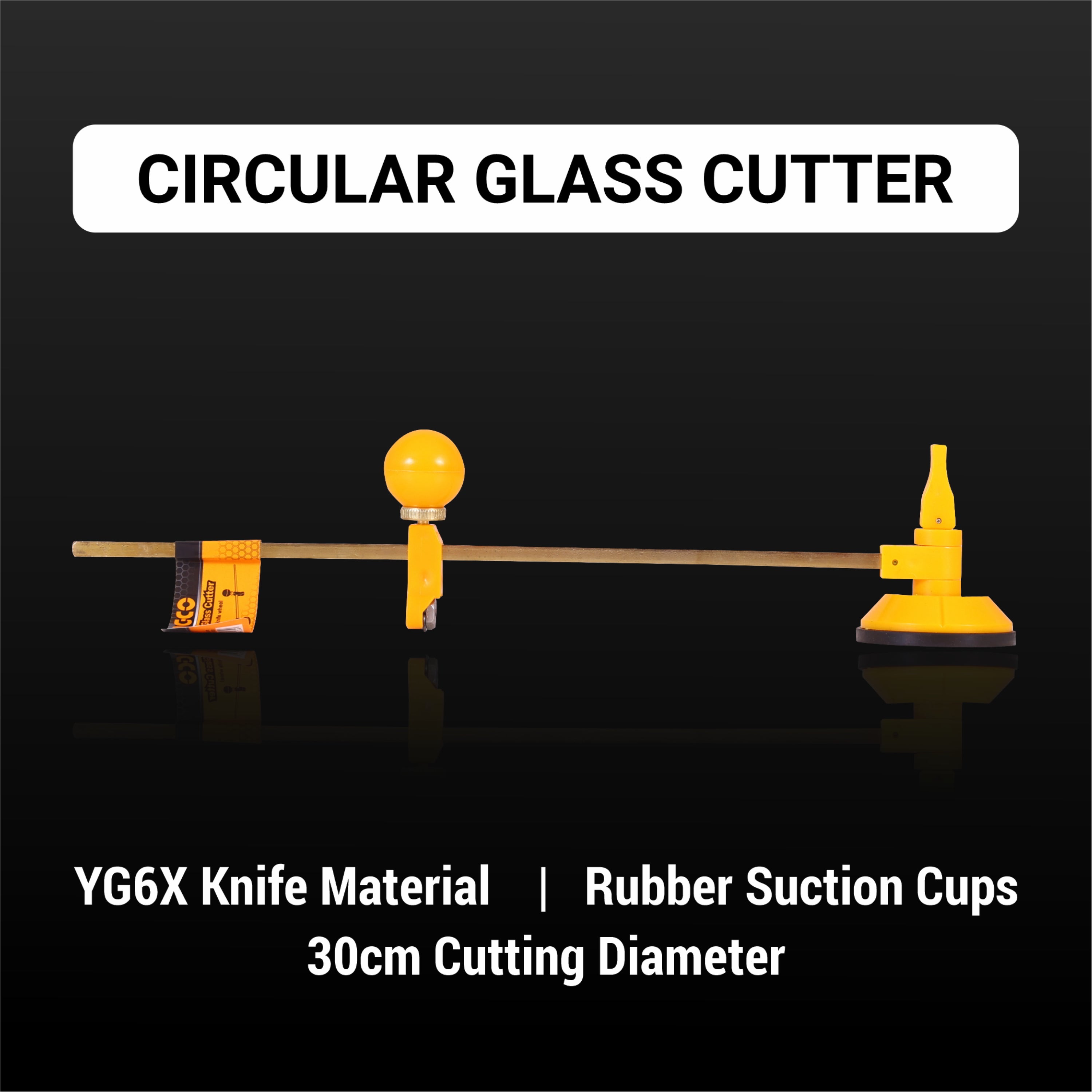 Homdum Ingco Circular glass cutter with Round Knob Handle & 6 pcs Knife wheel.