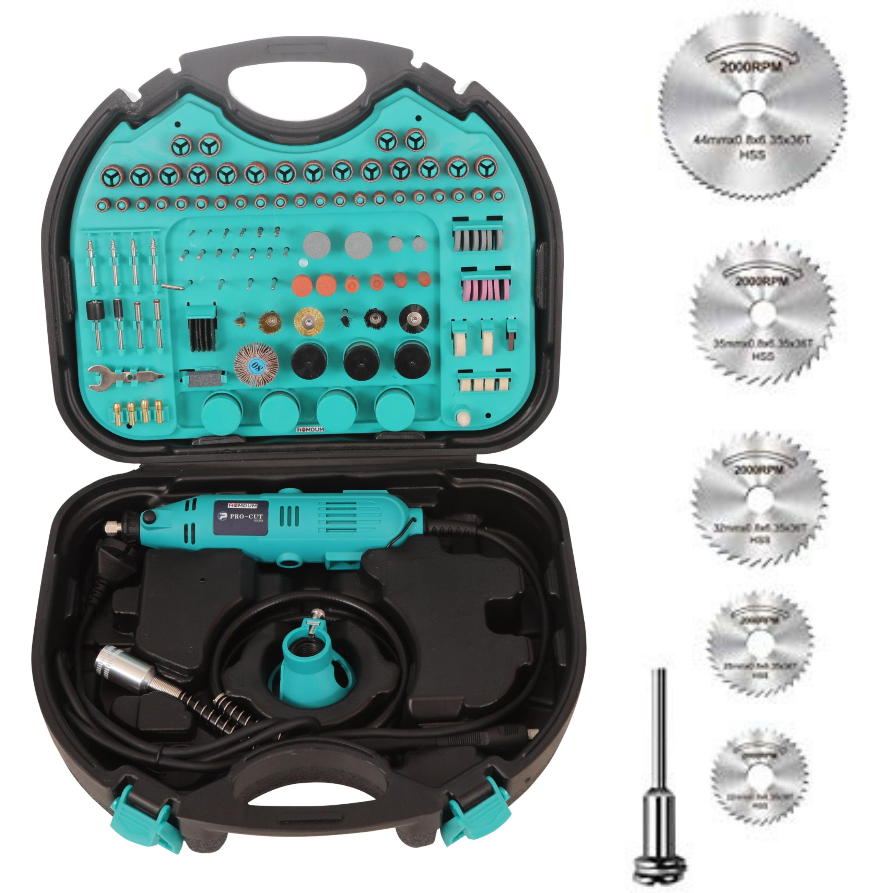 Homdum Multifunctional Mini Rotary Die Grinder Kit with Flexible Shaft and 252 Pieces of accessories + 6 PCs Mini HSS Circular Saw Blade