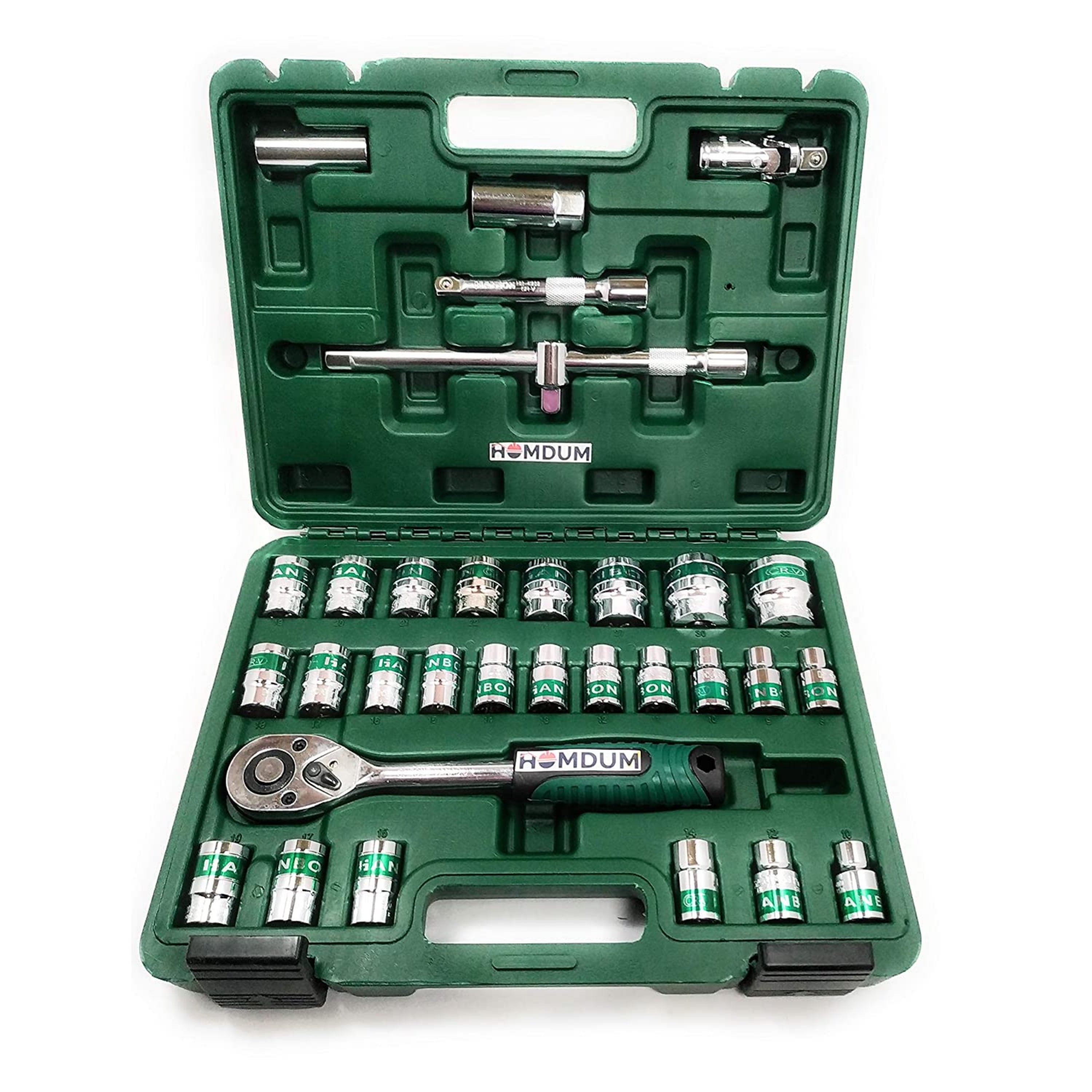 Homdum 32 piece 1/2” Drive Socket wrench set with storage case