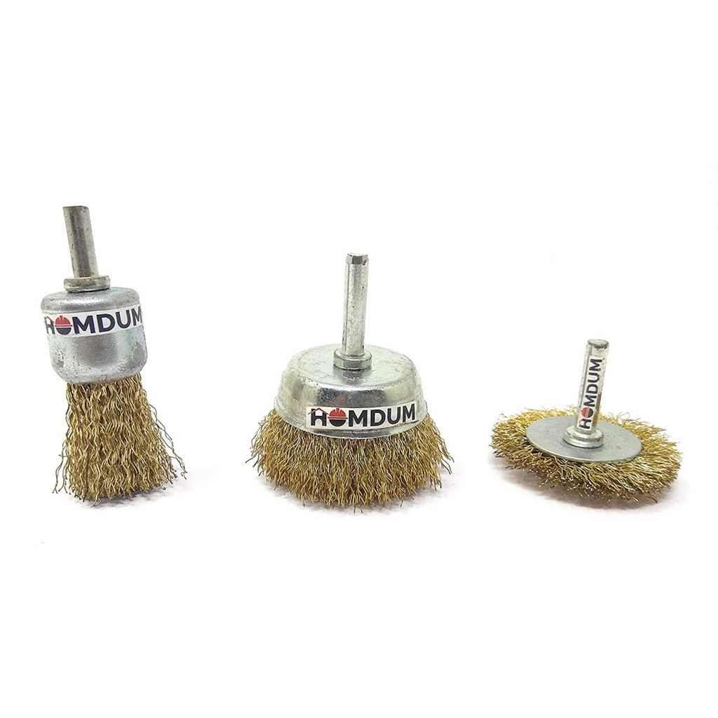 Homdum 3 Pcs Multipurpose Rotary Brass Wire Brush Kit