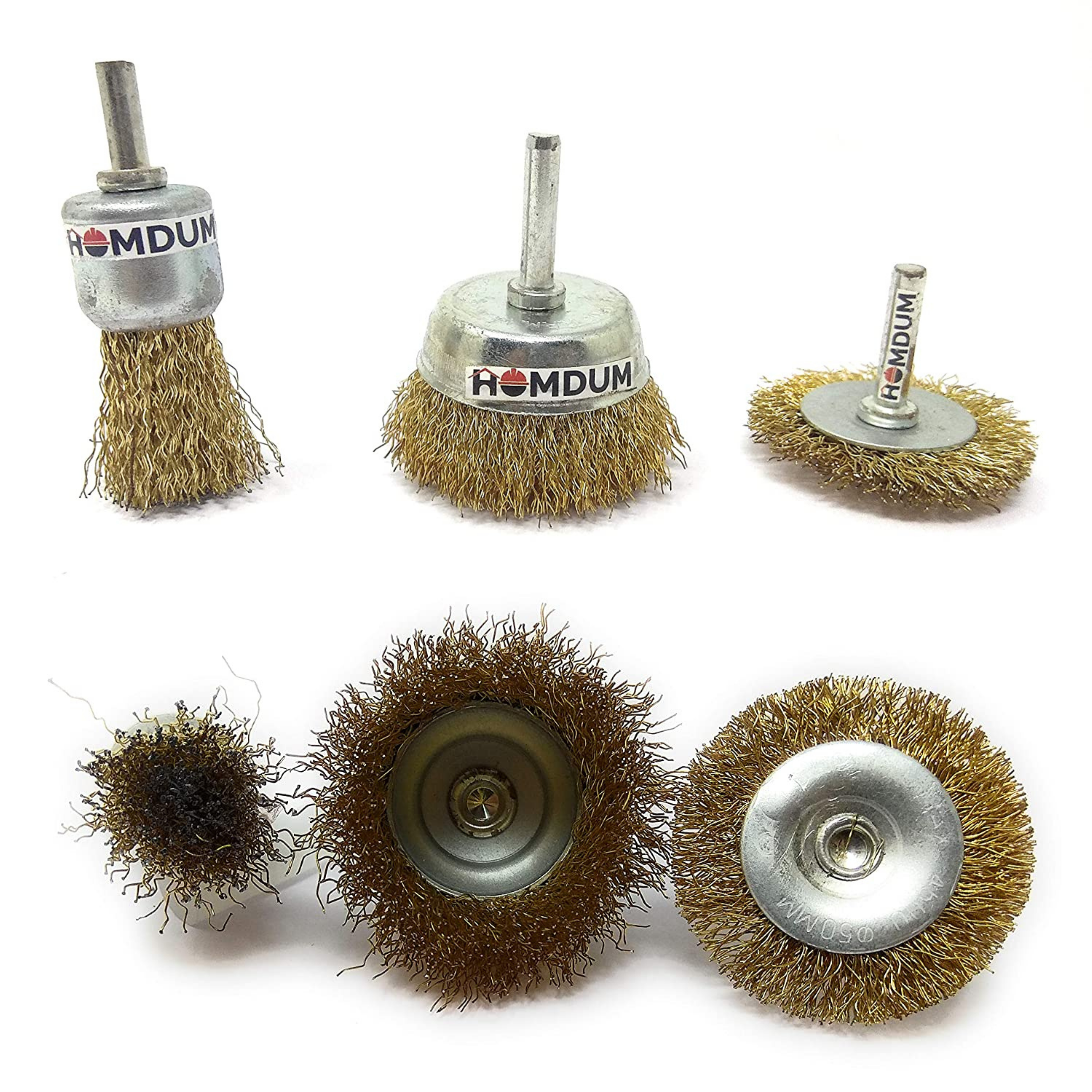 Homdum 3 Pcs Multipurpose Rotary Brass Wire Brush Kit 