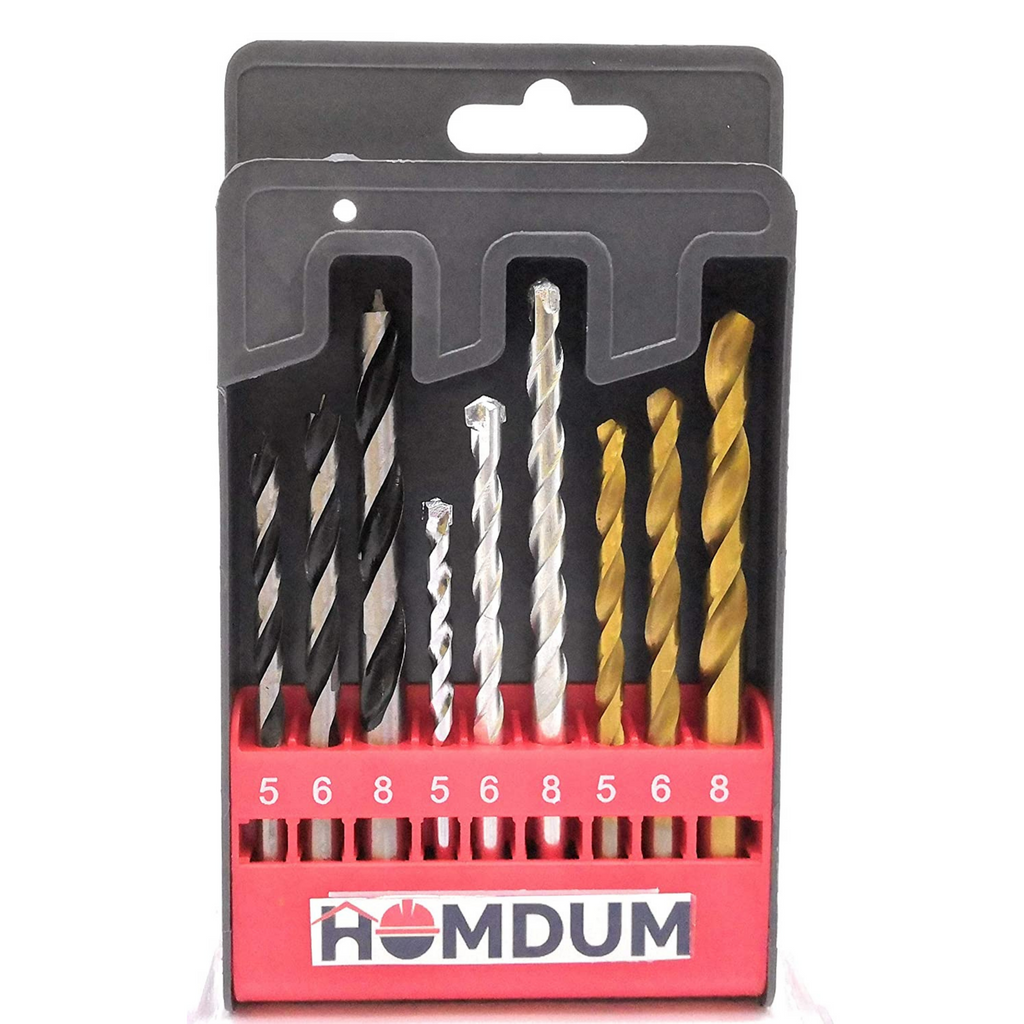 Homdum 3 in 1 Combo Drill Bit Set for Wood, Concrete, Brick, Metal, Plastic, Aluminium