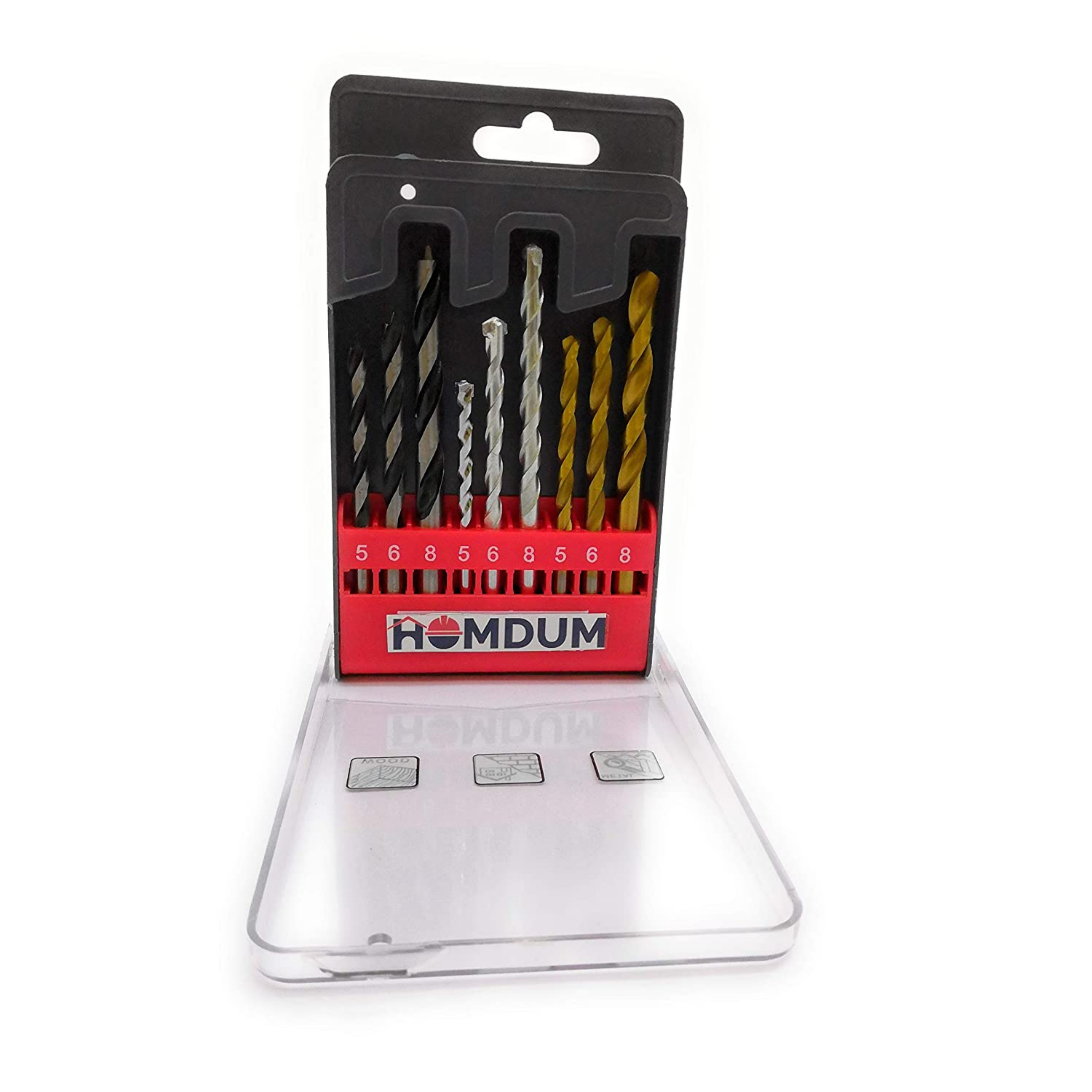 Homdum 3 in 1 Combo Drill Bit Set for Wood, Concrete, Brick, Metal, Plastic, Aluminium