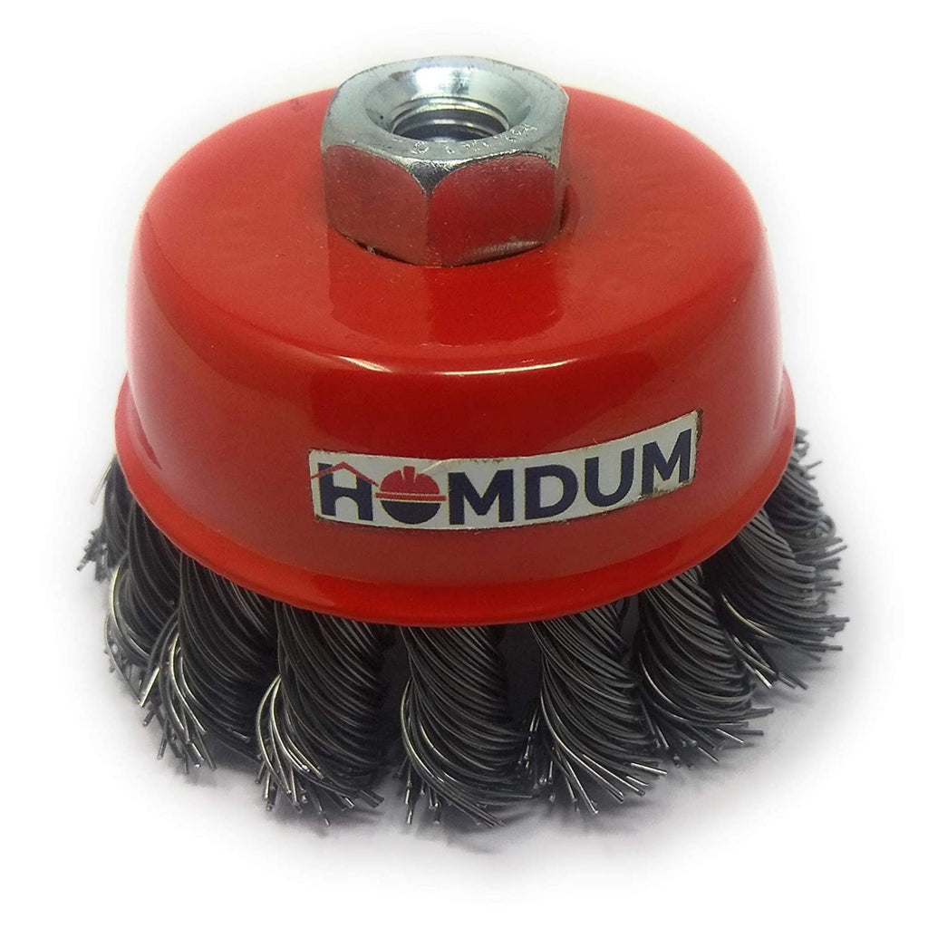 Homdum 3 inches Brass Wire and Twisted M10 Thread Cup Brush