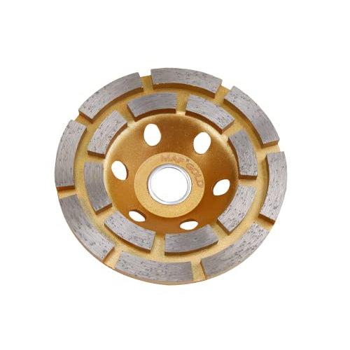 Homdum 4 Inch 100mm Double Row Segmented Diamond Cup Angle Grinder Wheel for Removal of Concrete and Paint Epoxy etc from Marble Granite Stone by Grinding disc Gold.