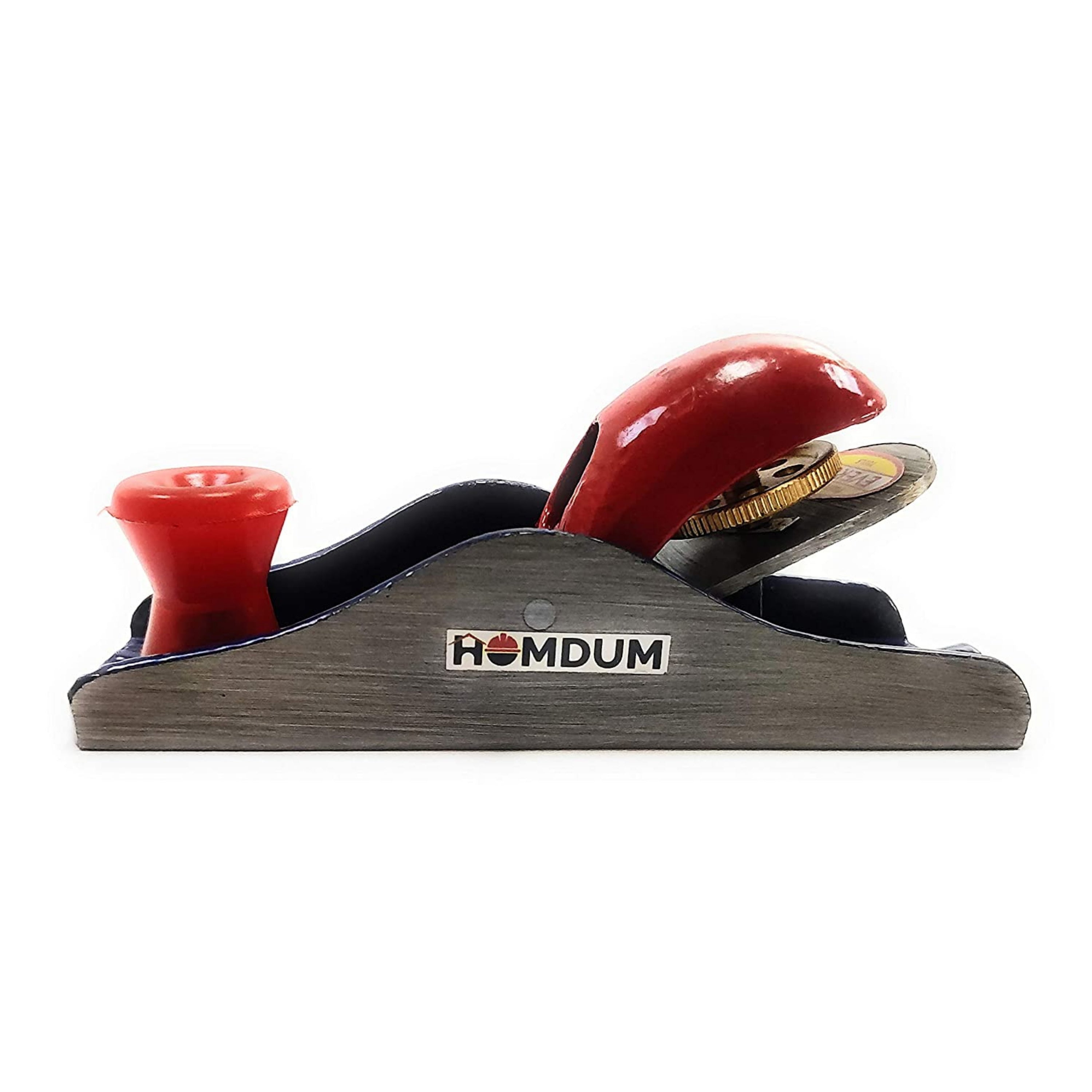 Homdum mini iron steel block plane | everon heavy duty carpenter wood tool with sharp planer blade attachment red (5 inch)