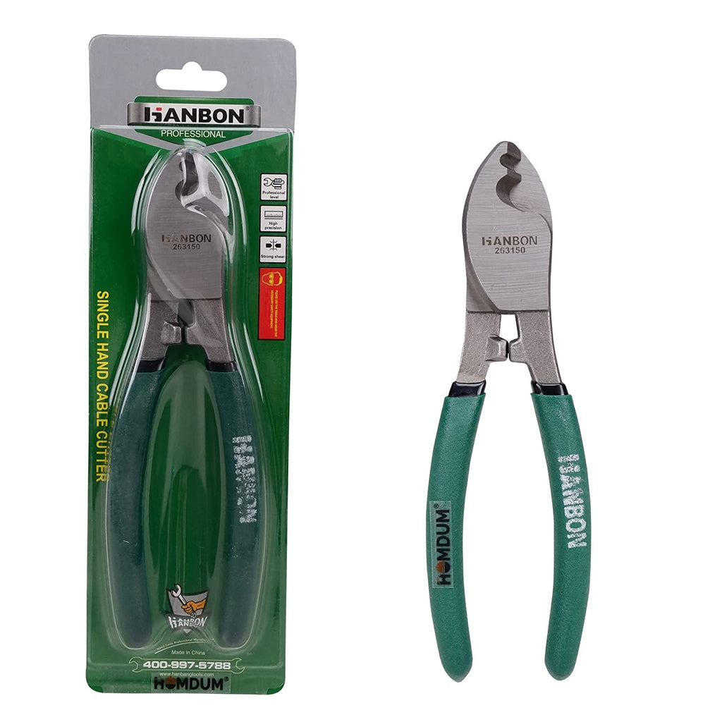 Homdum 6inch Professional single hand cable cutter Hanbon cable wire insulation stripper heavy duty stripping tool with Drop-forged Blades size Used for Cutting Copper and Aluminum Cable 150mm