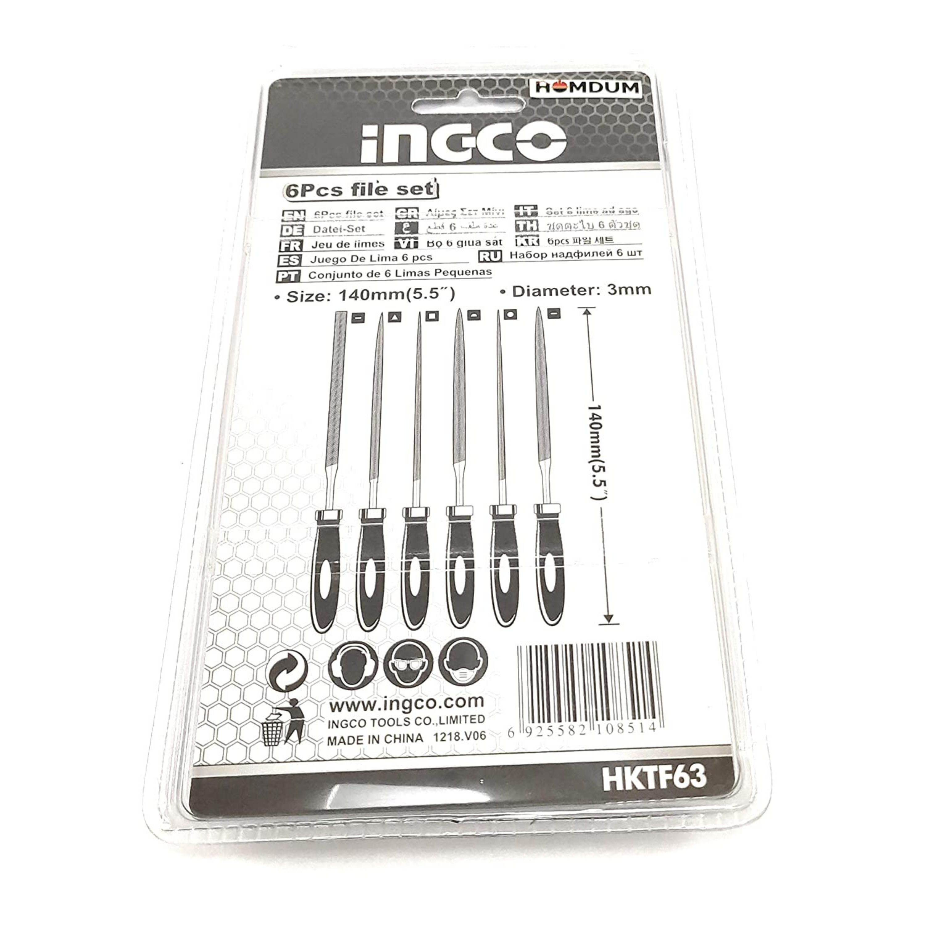 Homdum Ingco 6 pc needle file set 140mm / 5.5 inch