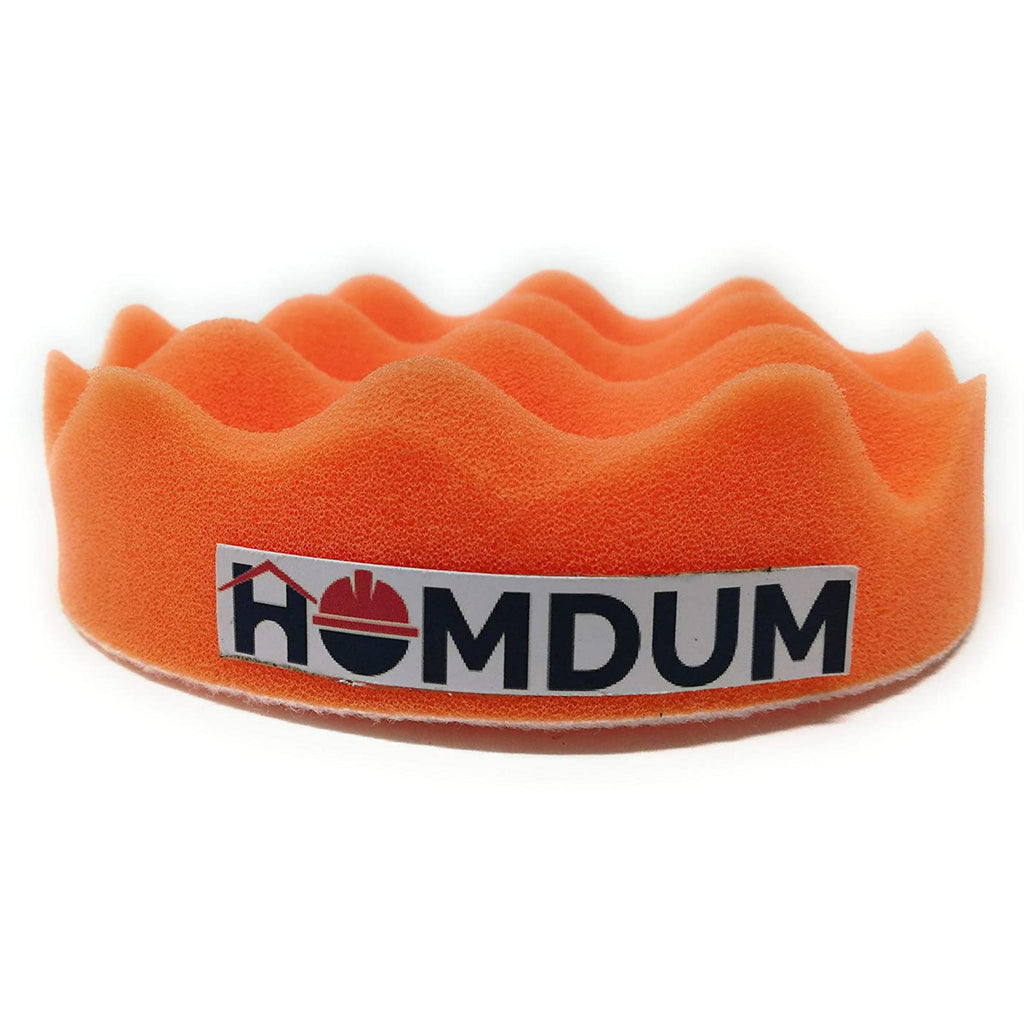Homdum 7 inches Cleaning Polishing Wave Sponge Buffing Pad of Car/Metalware (Orange)