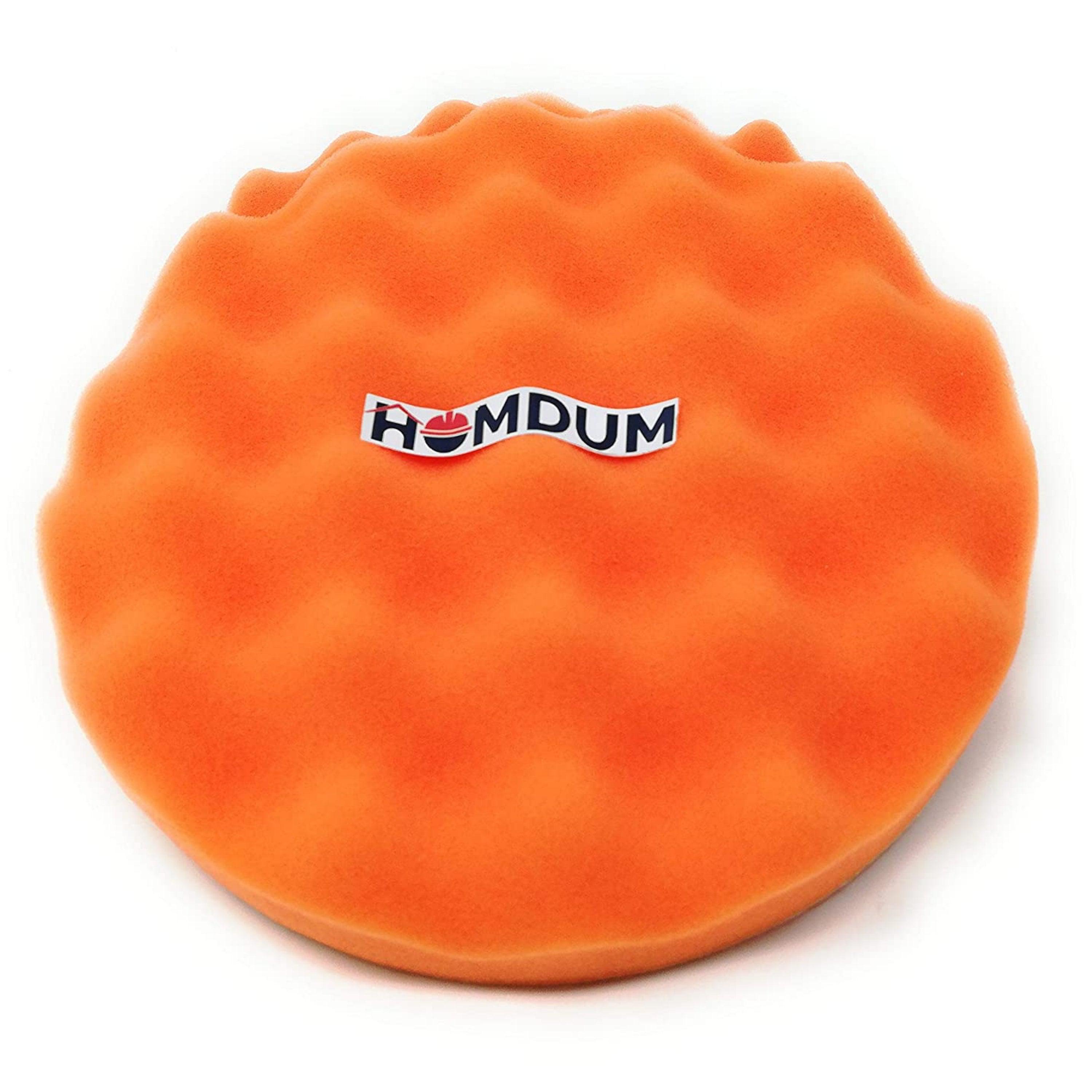 Homdum 7 inches Cleaning Polishing Wave Sponge Buffing Pad of Car/Metalware (Orange)