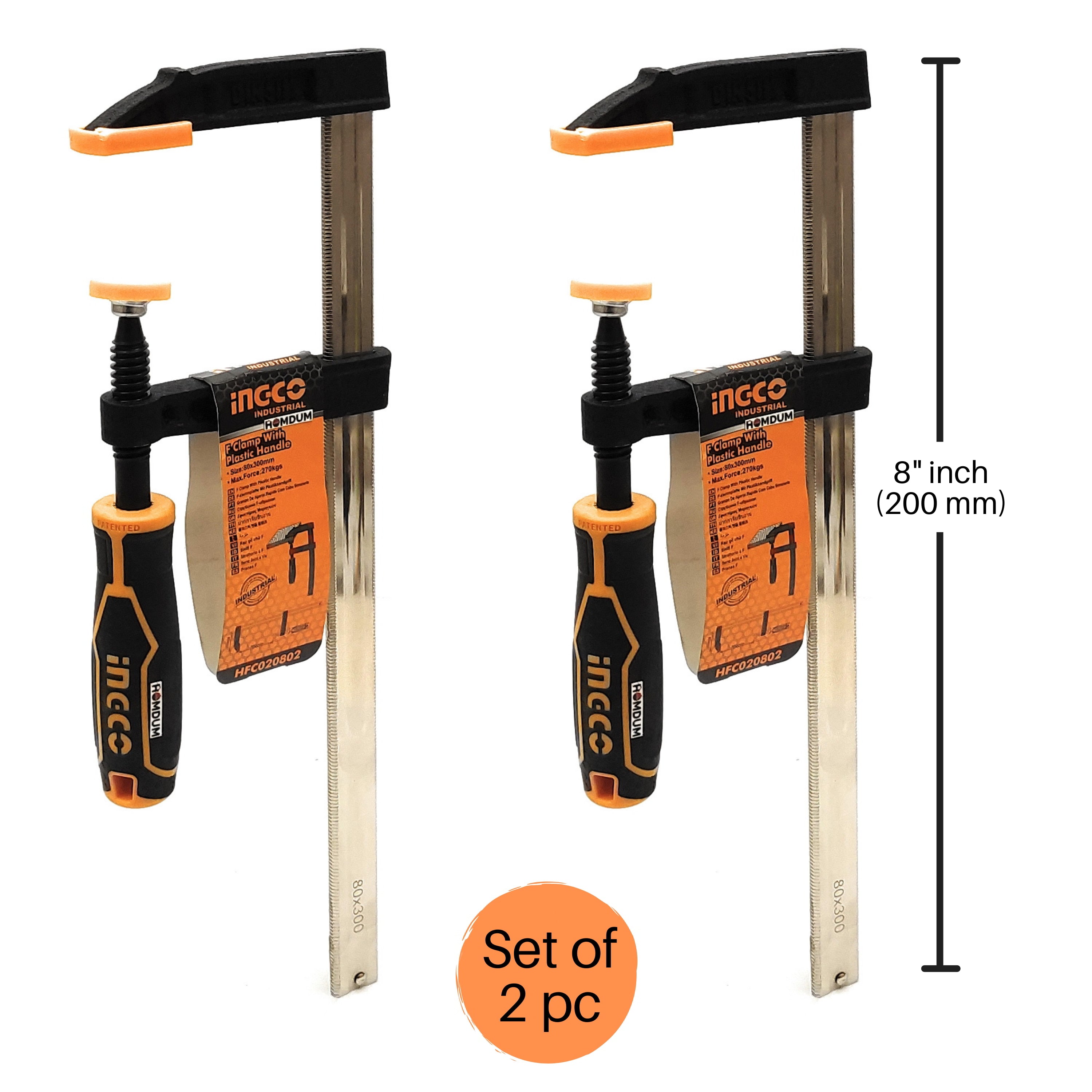 Homdum Ingco 8 inch F Clamps for Woodworking Glass and Welding Works