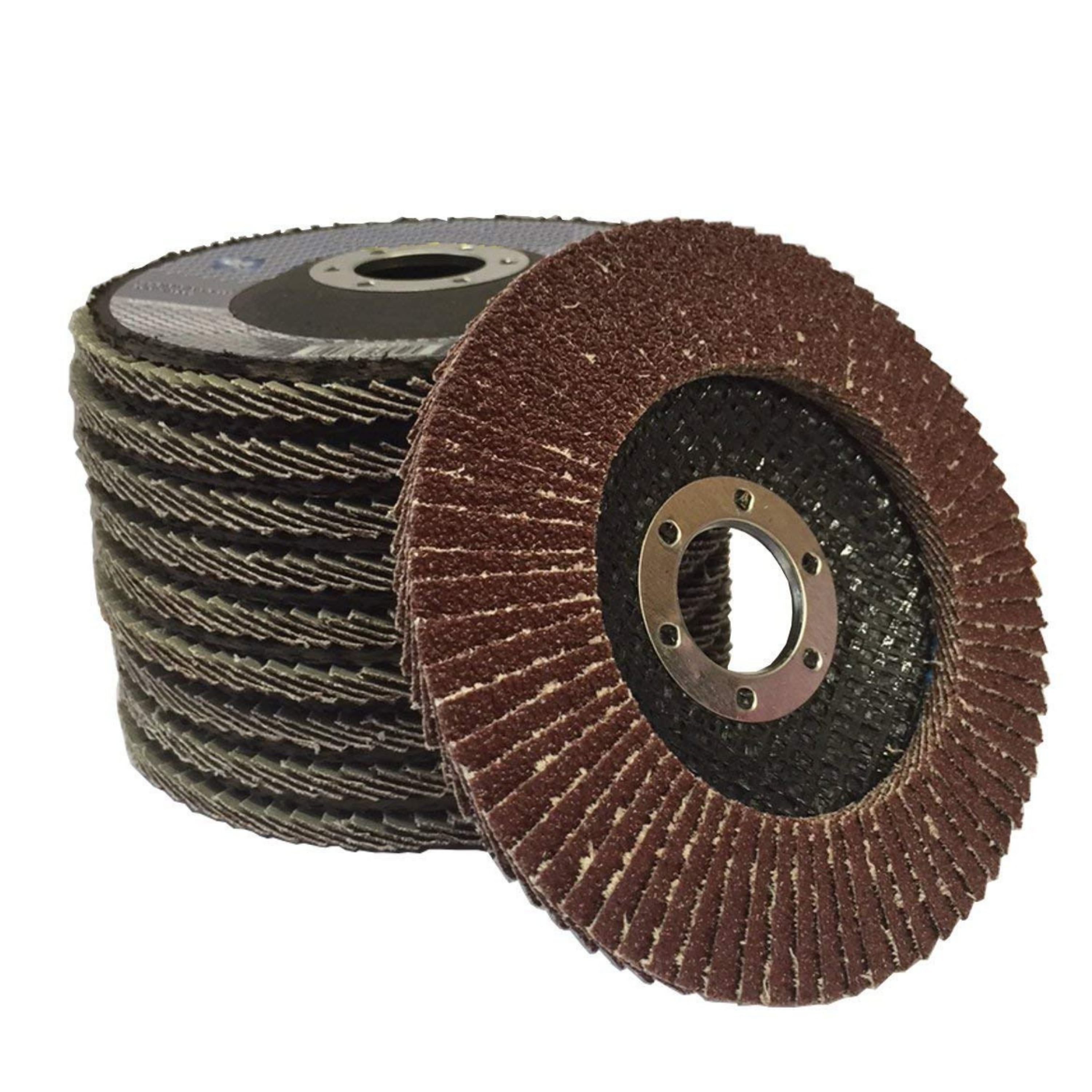 Homdum Aluminium Oxide flap discs 4” inch best for de-rusting metal and stainless steel pre-polishing,#60 Grit size 100 mm Black/Brown(Pack of 10)