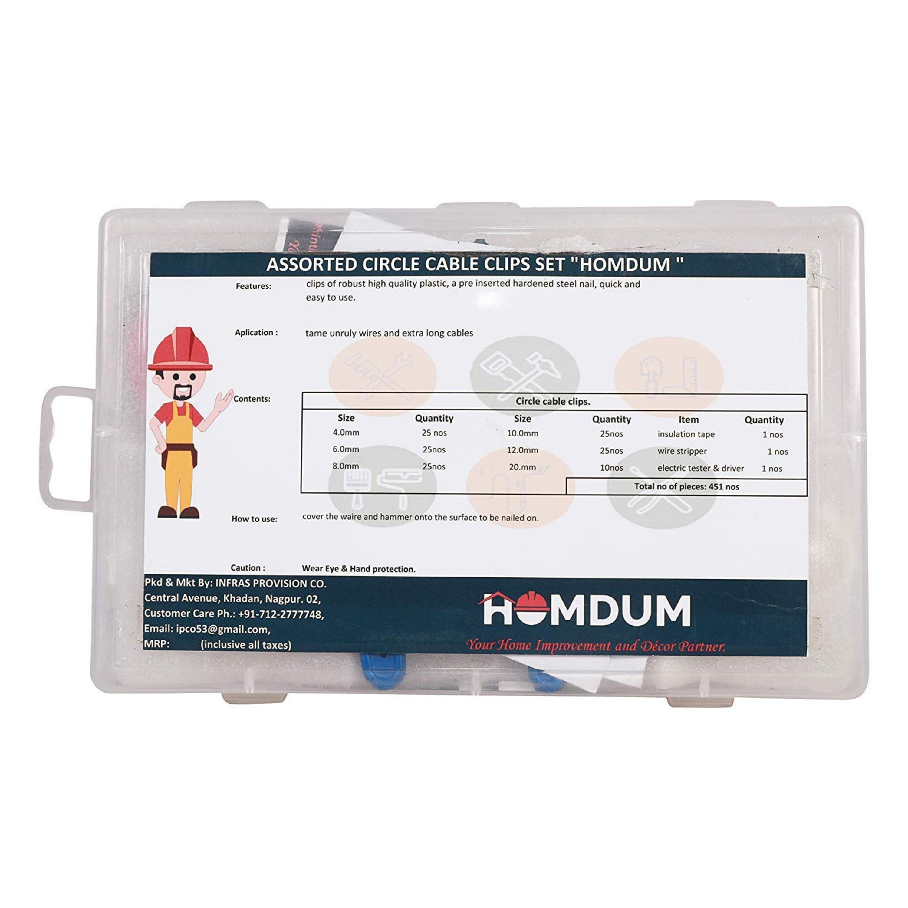Homdum Multicolour Assorted Circle Cable Clips Set