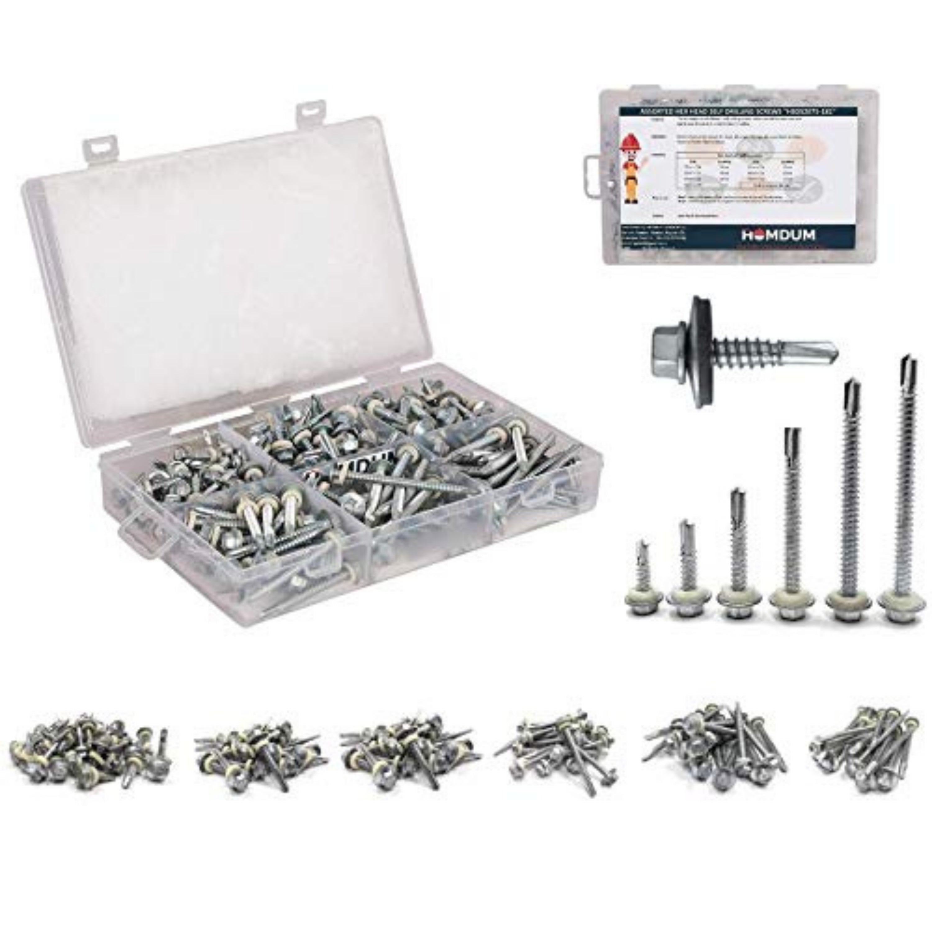 Homdum Assorted Hex Head Self Drilling Screws