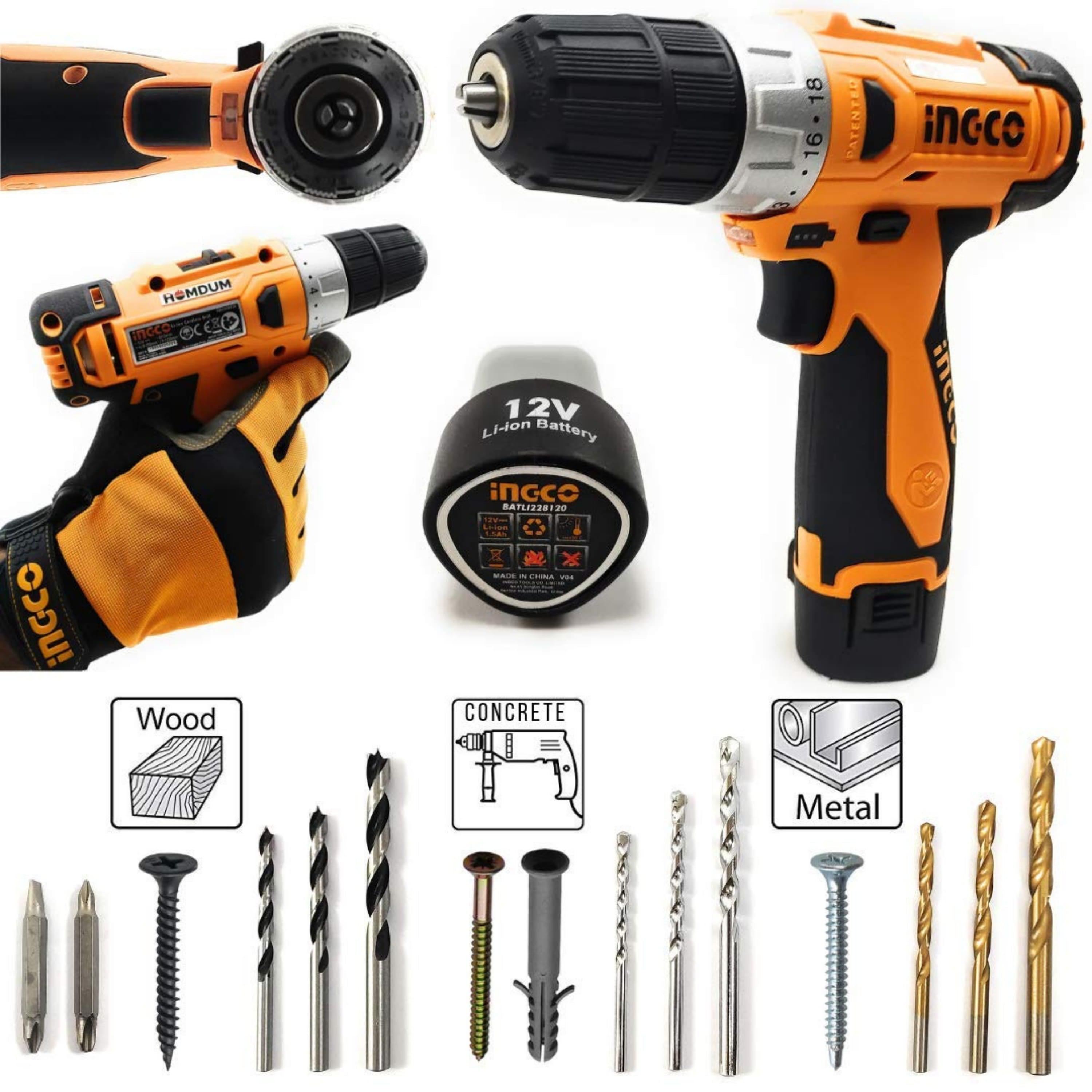 Homdum Cordless 10mm MultiFunction Drill Screwdriver Gun 