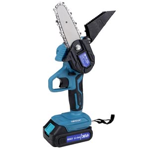 Homdum 36V Cordless Chainsaw Procut One Hand Lightweight Portable Battery Operated 4” inch Mini Chain Saw for Pruning Tree Branch Wood Cuttingn With 2 Pc MAX Li-ion Chargable Batteries with charger