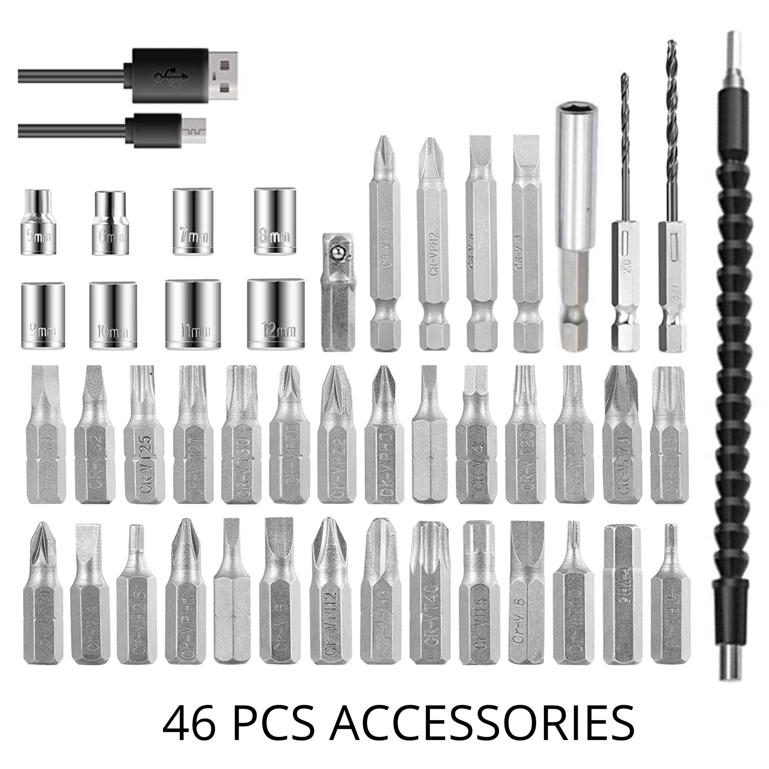 Cordless Drill Screwdriver Kit Bits 