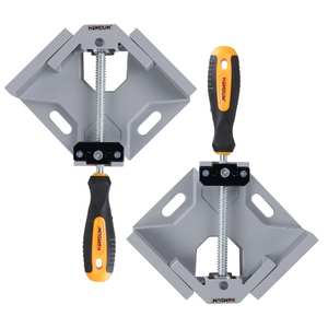 Right Angle Clamp, [2 PACK] Single Handle 90° Aluminum Alloy Corner Clamp,  Clamps for Woodworking Adjustable Swing Jaw, Woodworking Tools Photo Frame