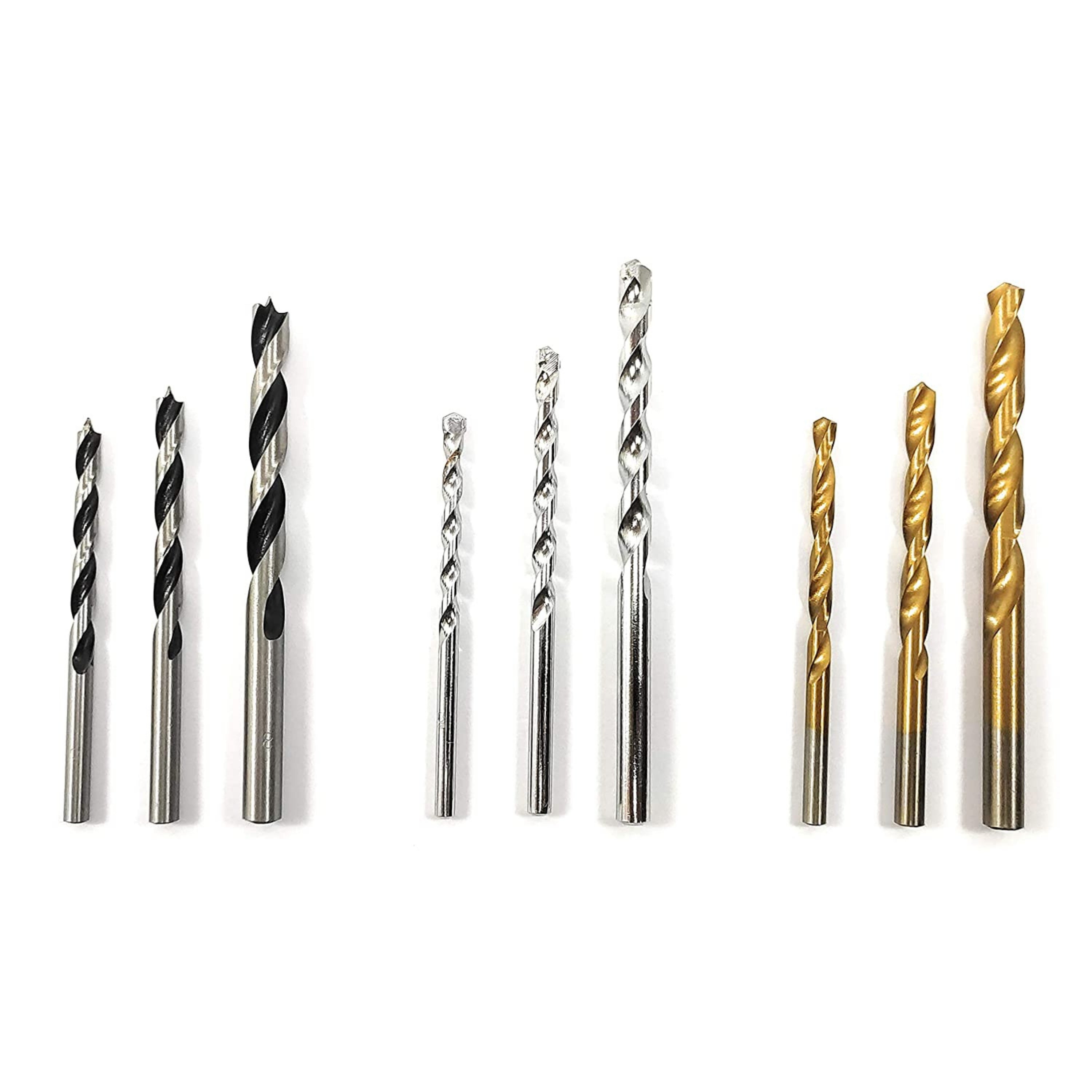 3in1 9pc Drill Bit Set for application on Wood, wall, Metal