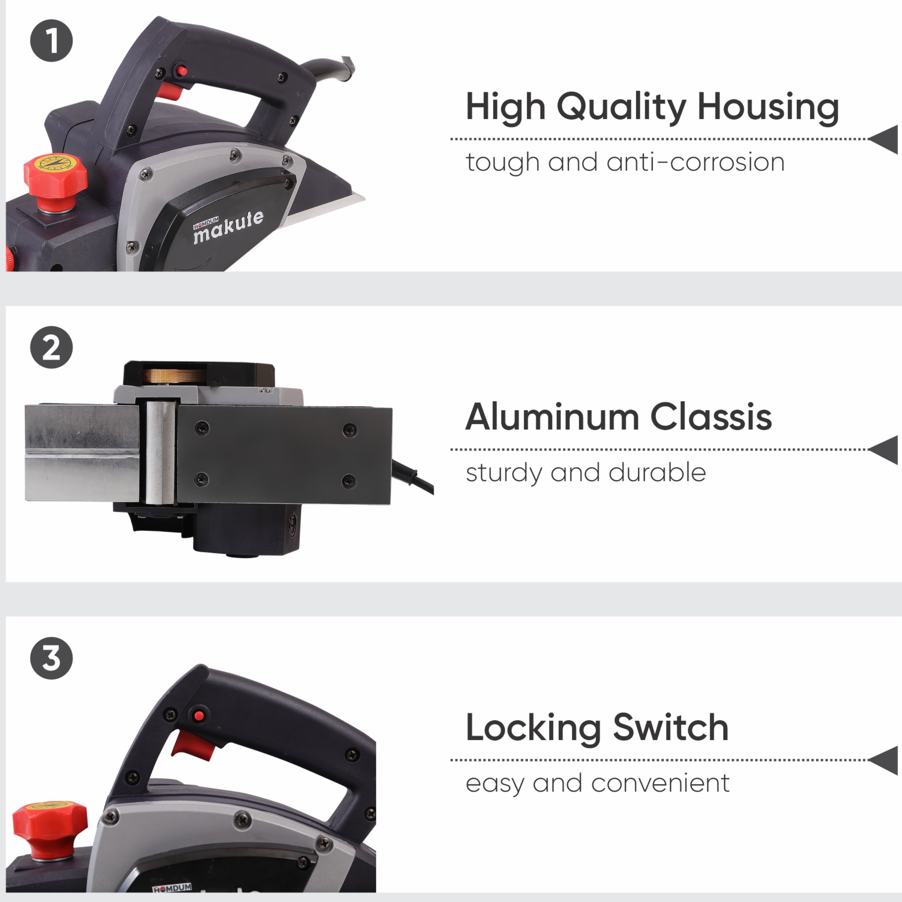 Homdum Wood Planer Machine Powerful 600w Makute Carpenter Planner