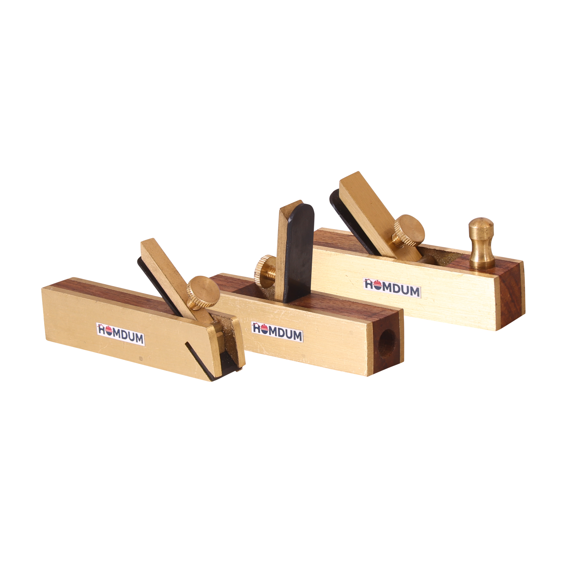 Homdum 3 Pc mini brass block plane scraper & bullnose planer combo set antique rose wood Finish miniature Hobby brass planer for Wood Craft size 3" 75mm