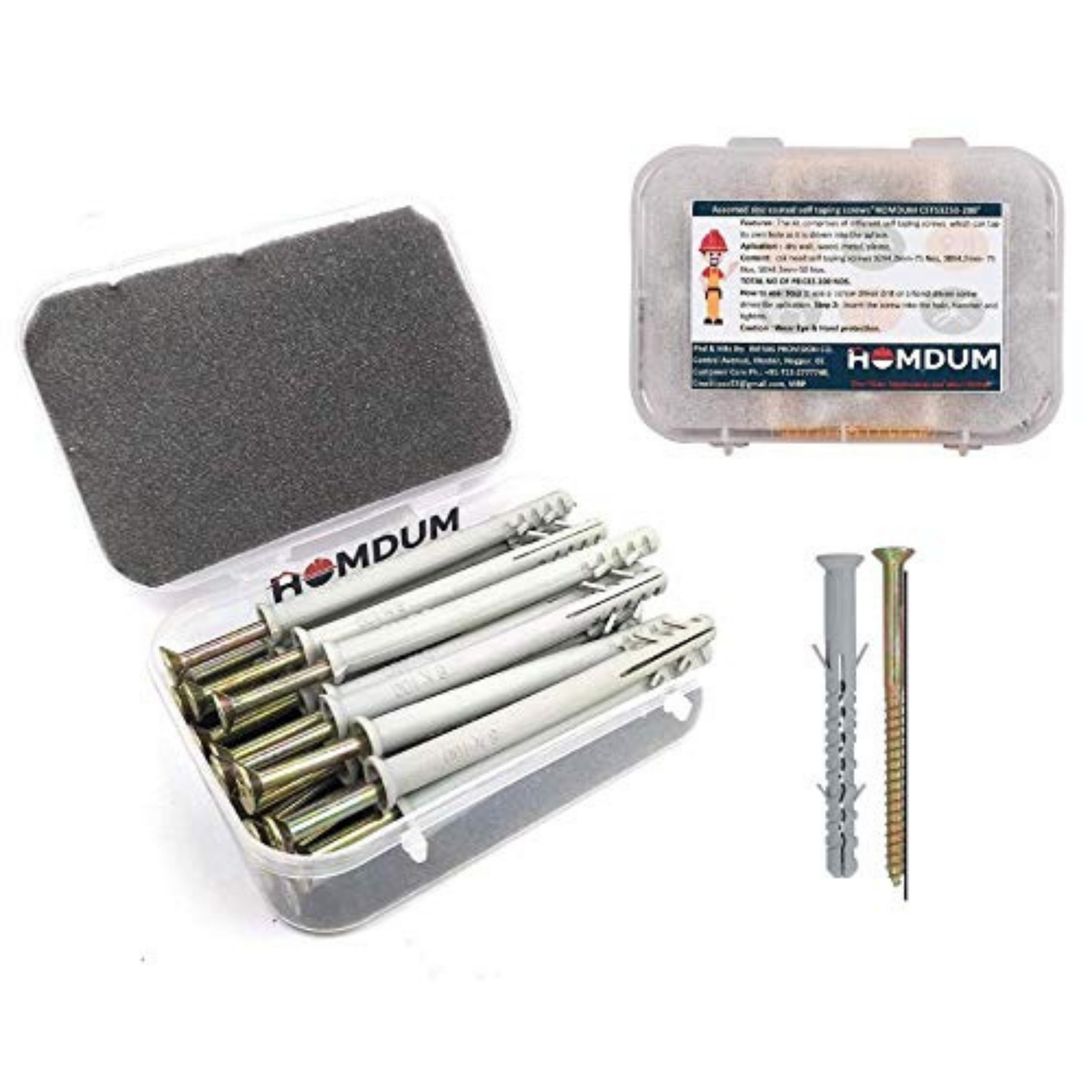 Homdum Hammer Fixings Nylon Plugs Set