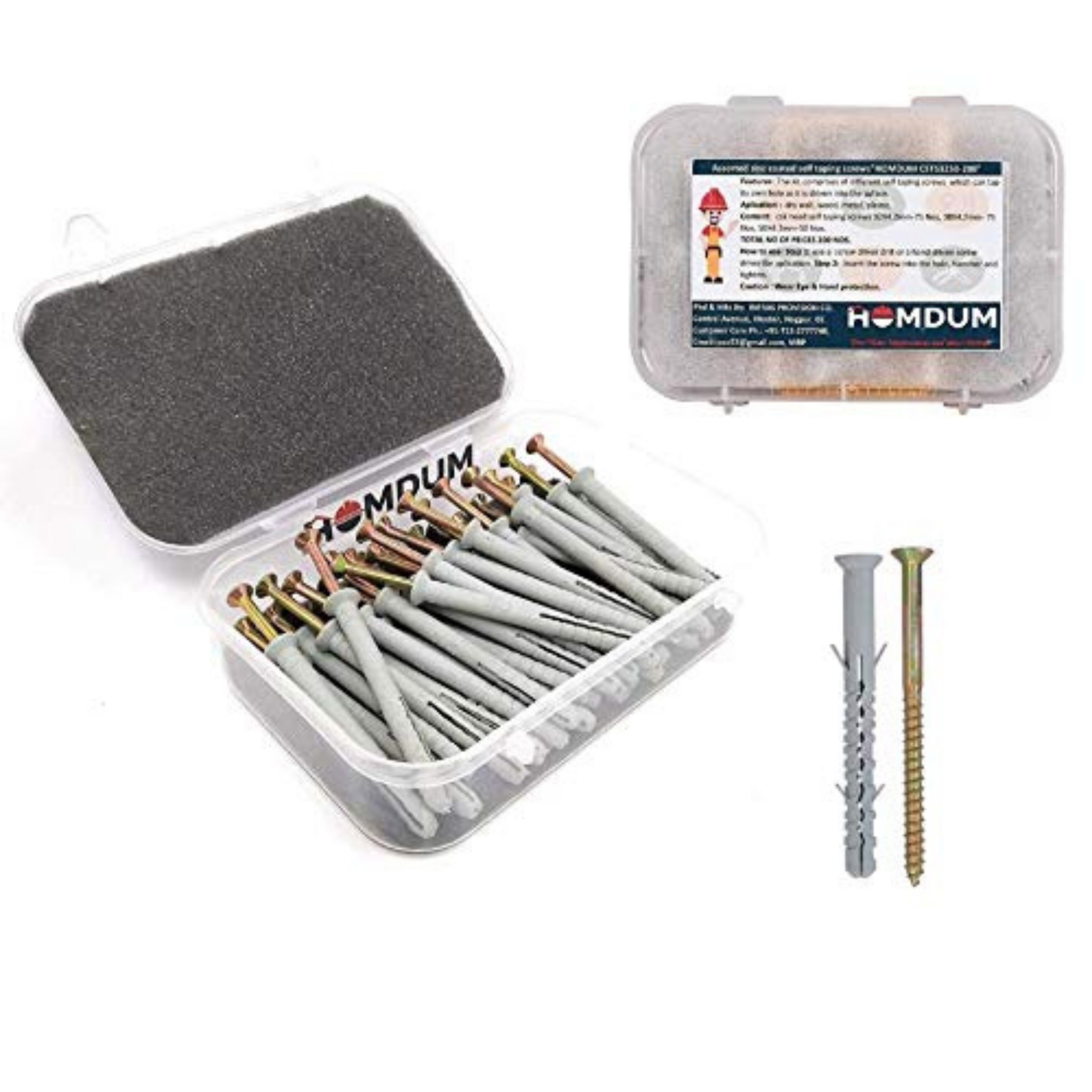 Homdum 30 Pieces Hammer Fixings Nylon Plugs Set