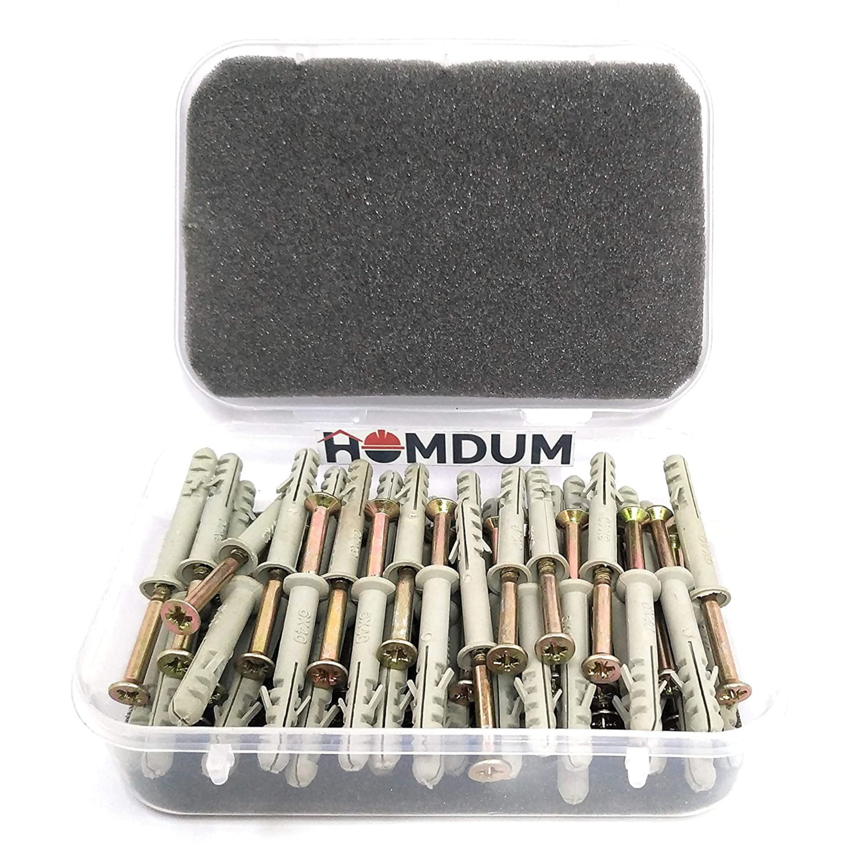 Homdum Hammer Fixings Nylon Plugs Set (Size 40 mm x 6 mm) Pack of 40 Pieces.