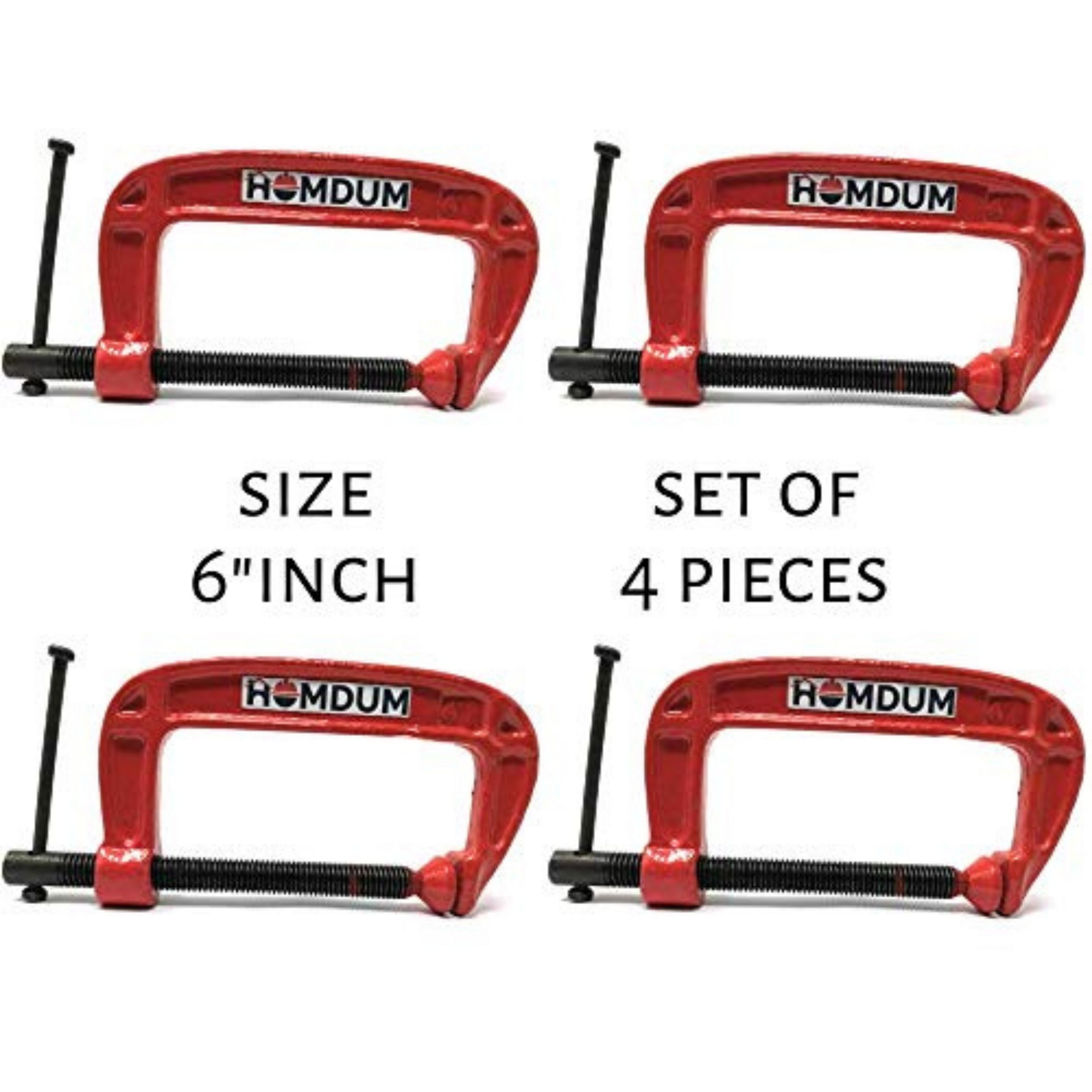 Homdum Heavy Duty G Clamp | C Type Clamping Tool | Set of 4 Pieces (6 inch)