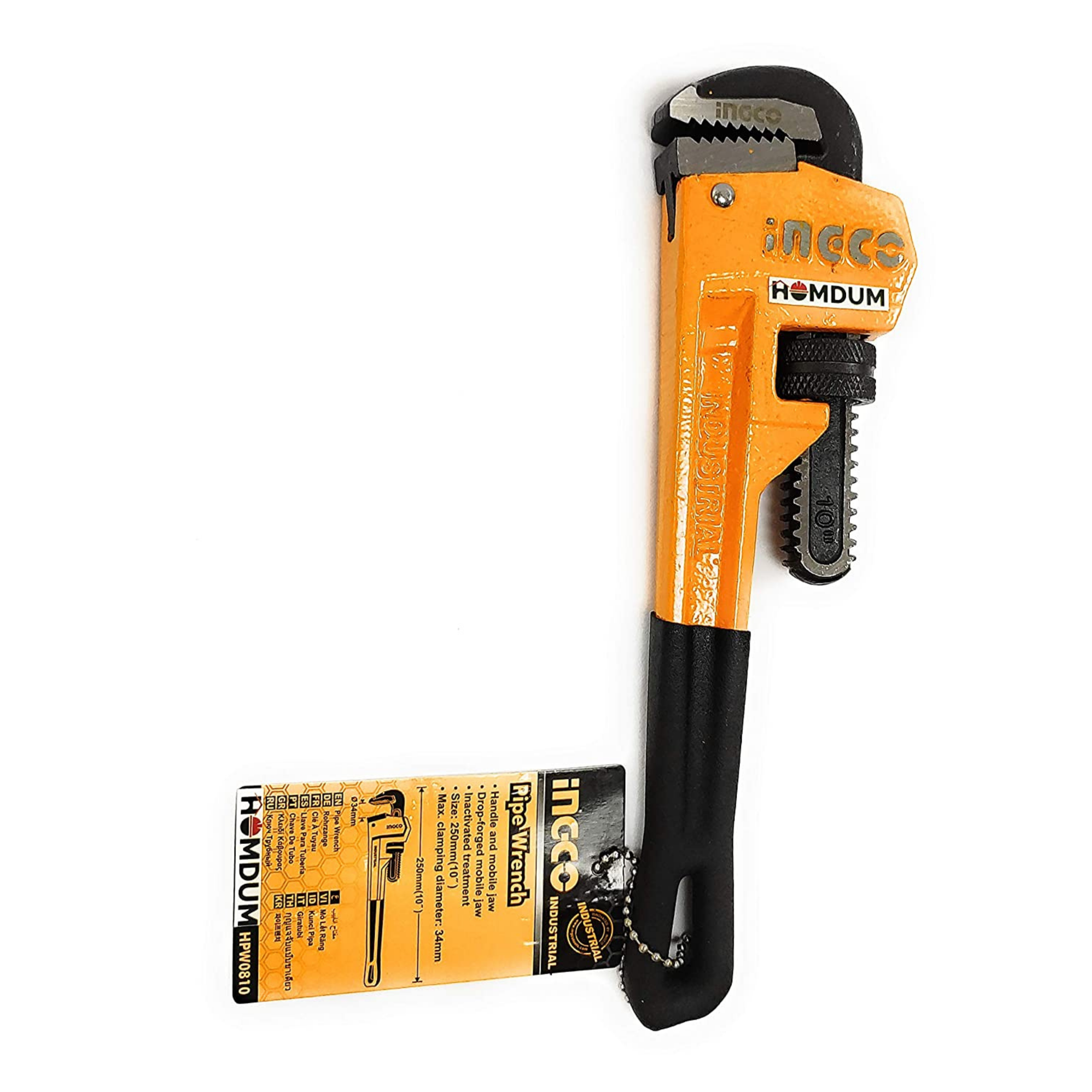 Ingco Premium Quality Soft Grip Pipe wrench 10 inch - Heavy duty straight Plumbing Wrench Size 250mm