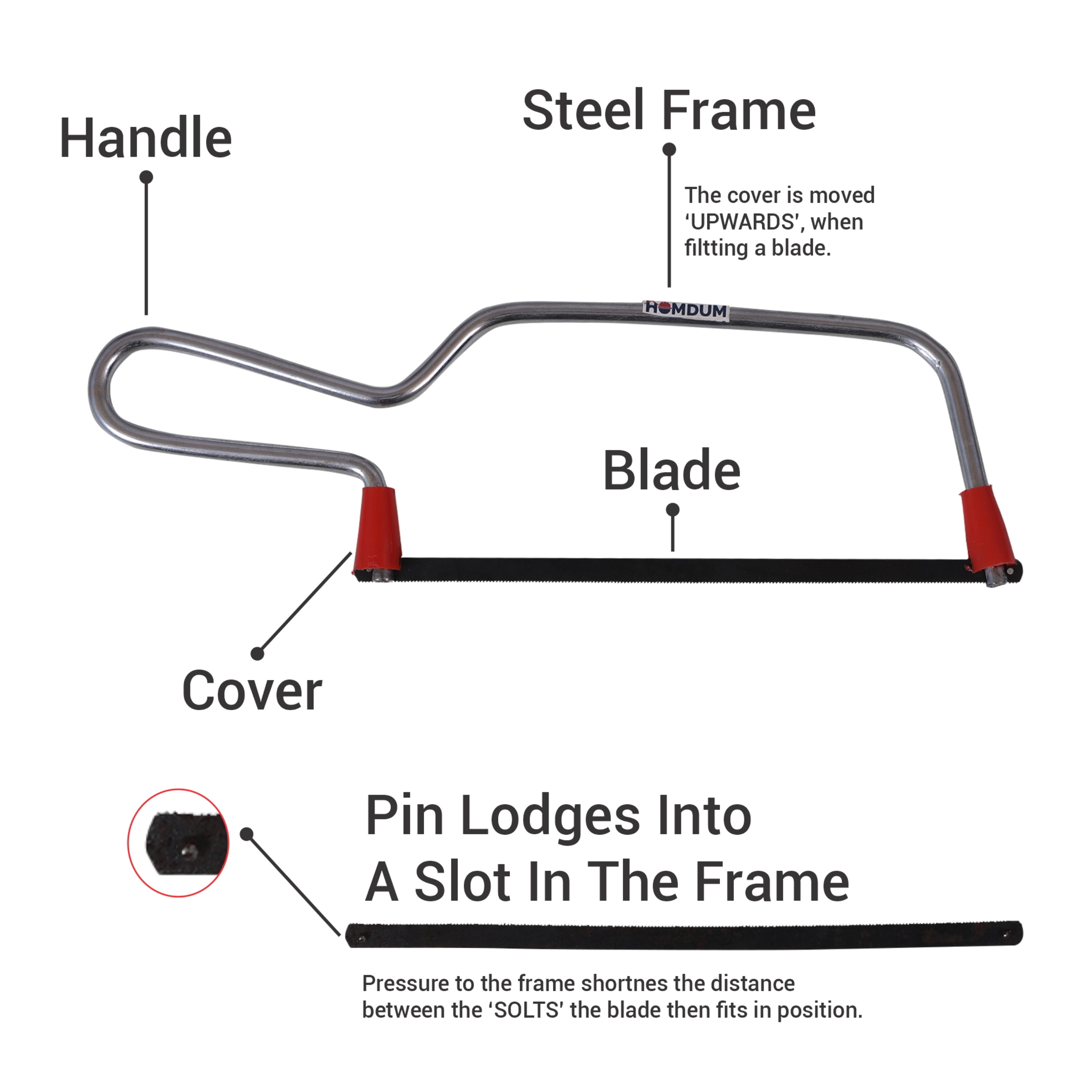 Homdum hacksaw frame with blade small