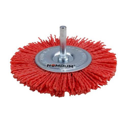 Homdum INGCO Red Nylon Fiber Brush Cup Brush 50 mm and 75m, Flat 75mm and 100mm Diameter ¼” Shaft 4500rpm Drill bits Cleaning Brush Polishing Brush Derusting disc Brush 4Pc combo