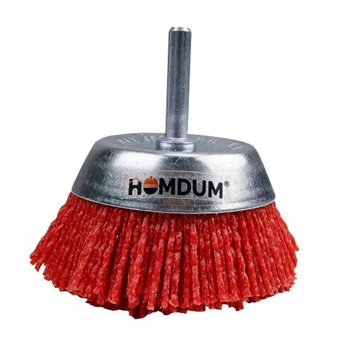 Homdum INGCO Red Nylon Fiber Brush Cup Brush 50 mm and 75m, Flat 75mm and 100mm Diameter ¼” Shaft 4500rpm Drill bits Cleaning Brush Polishing Brush Derusting disc Brush 4Pc combo