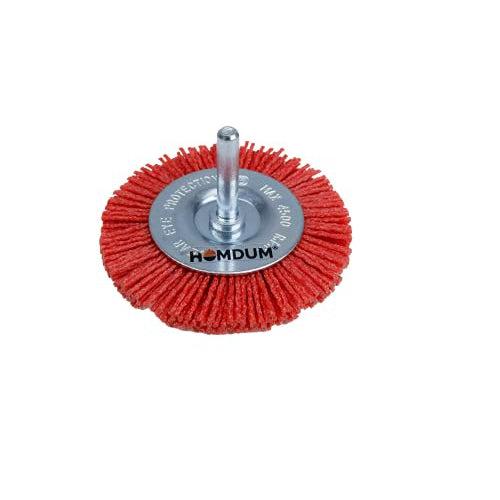 Homdum INGCO Red Nylon Fiber Brush Cup Brush 50 mm and 75m, Flat 75mm and 100mm Diameter ¼” Shaft 4500rpm Drill bits Cleaning Brush Polishing Brush Derusting disc Brush 4Pc combo