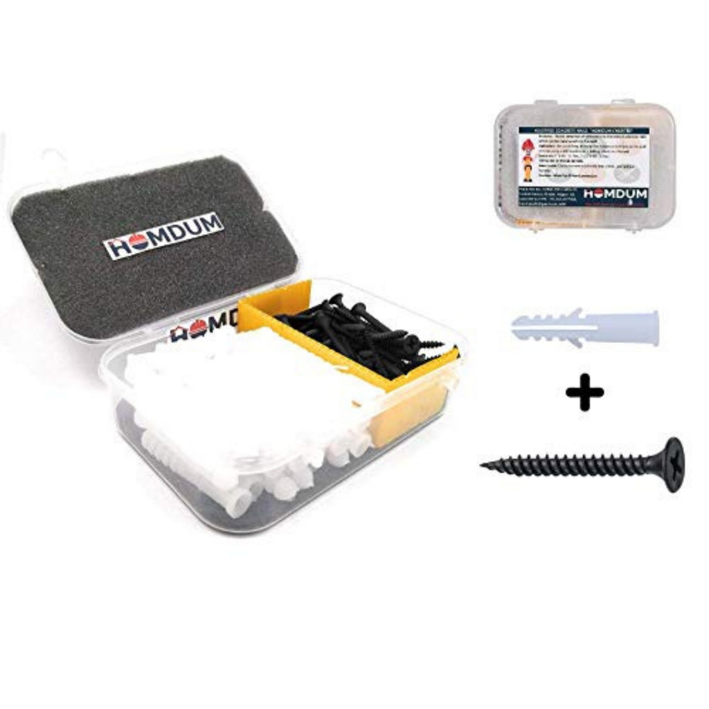 Homdum Nylon Plug with Screws 2 inch (50 mm screw with plastic sleeve) Pack of 60. (2")