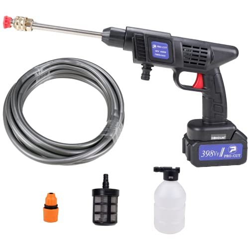Homdum Cordless Car Washing gun 48V Procut with shampoo bottle Attachment and 2 Nozzles Portable Handheld Battery powered Car And Bike Washer Cleaner Machine With Water suction filter
