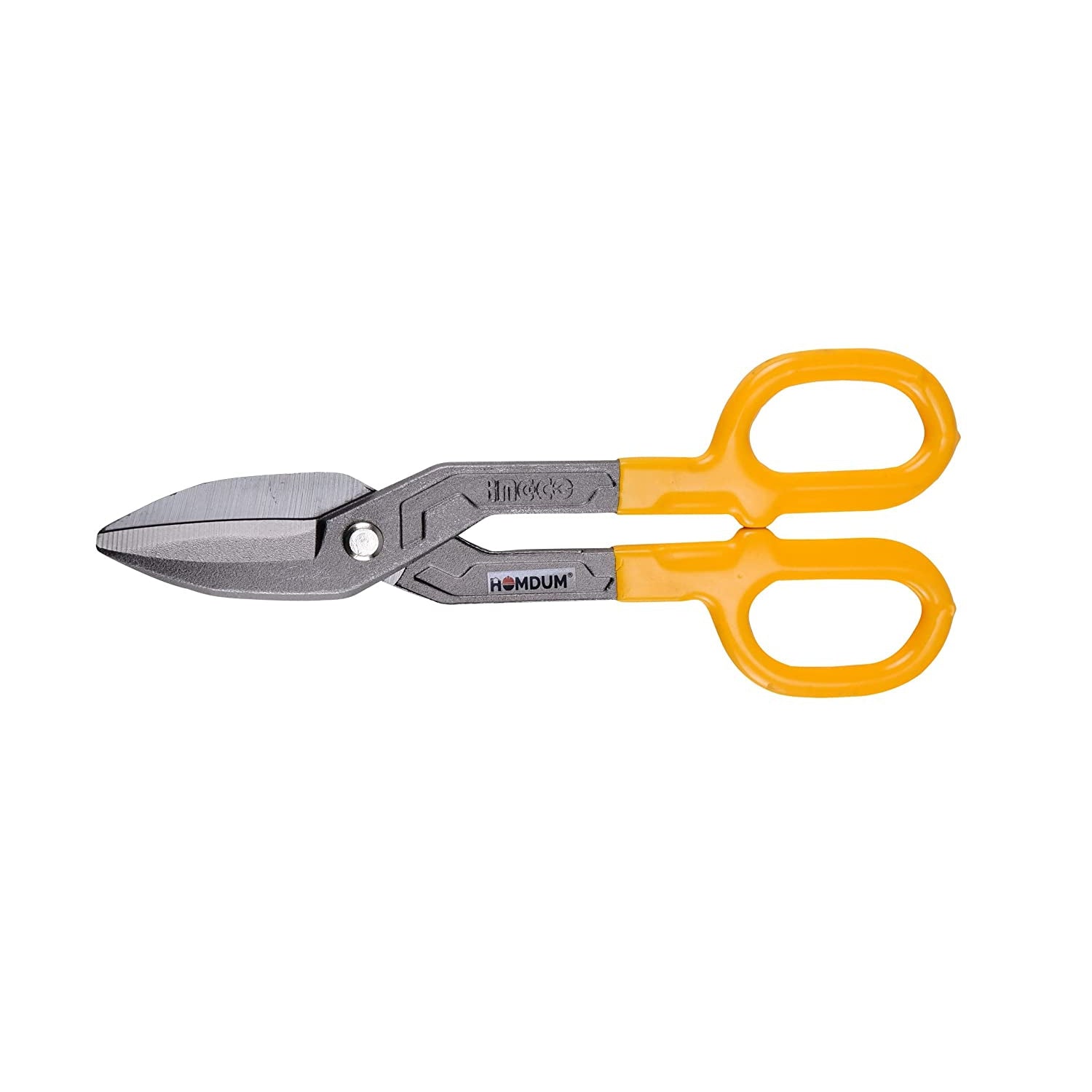 Homdum 10inch Snip scissors Straight Cut Tin Cutter INGCO Anti-Slip Design Blade Scissor Heavy Duty Metal Sheet Cutting Snippers Hand Steel Shears 250 MM yellow