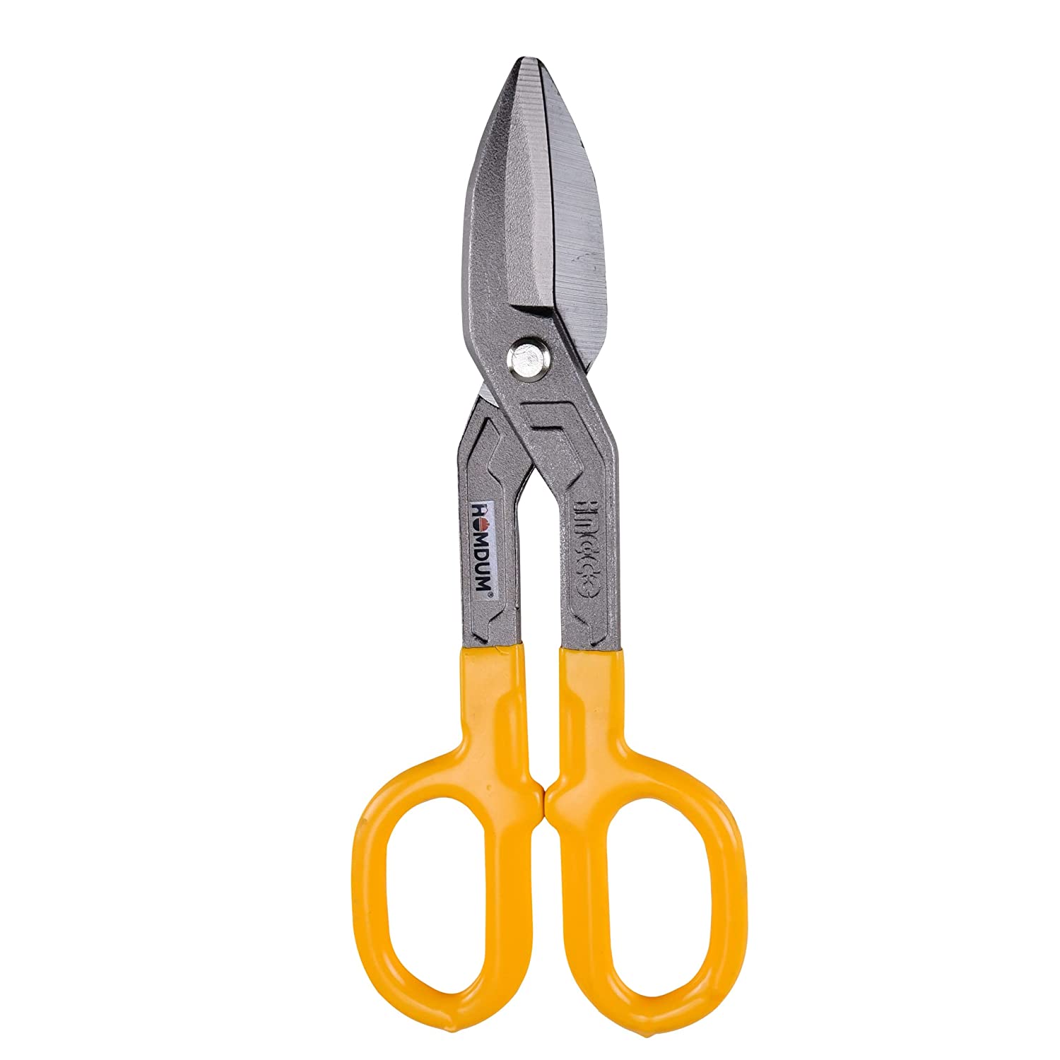 Homdum 10inch Snip scissors Straight Cut Tin Cutter INGCO Anti-Slip Design Blade Scissor Heavy Duty Metal Sheet Cutting Snippers Hand Steel Shears 250 MM yellow