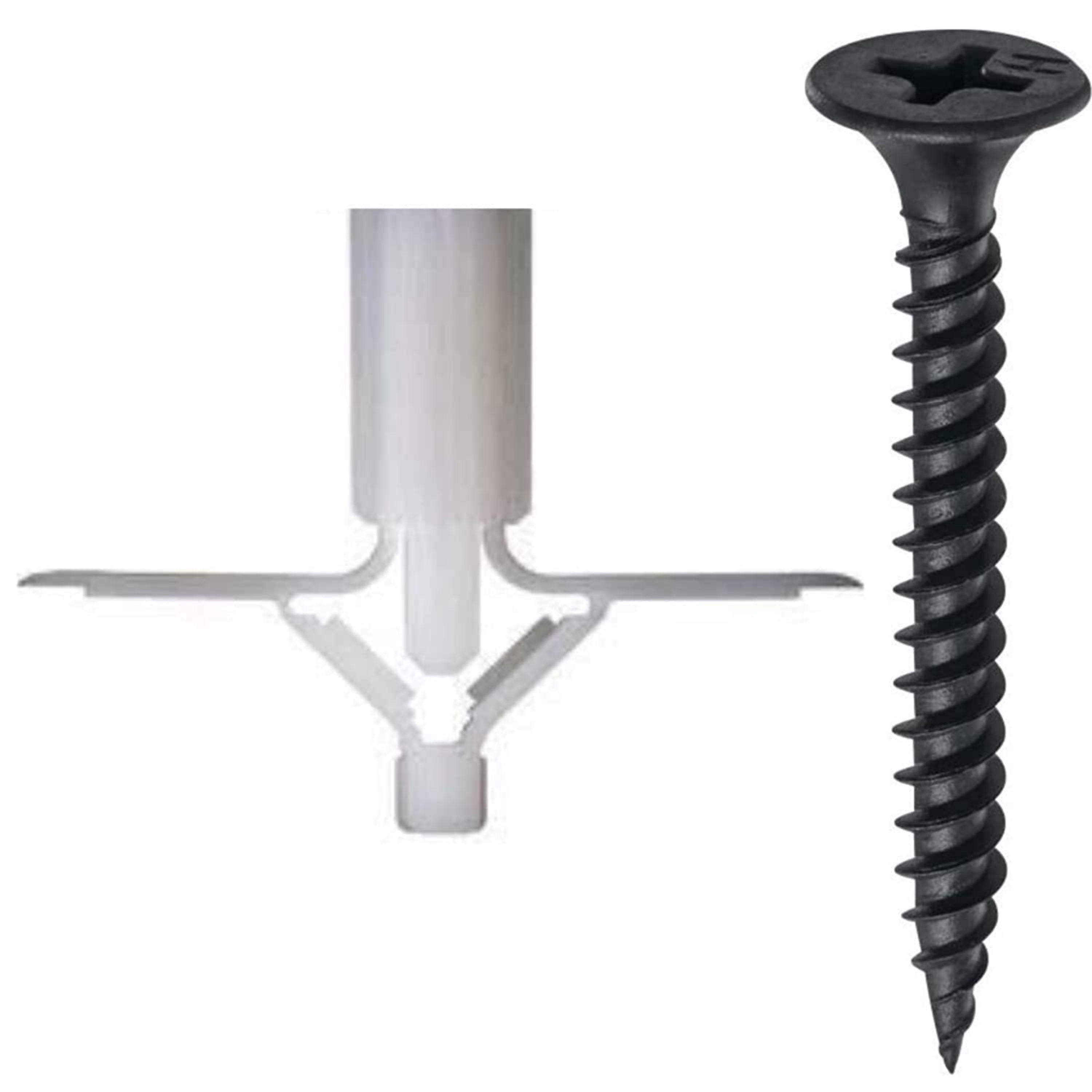 Homdum Toggle Drywall anchor - Butterfly Nylon Plug Size 10 x 35 mm 20 nos with Drywall screw 20 nos total items 40 nos.