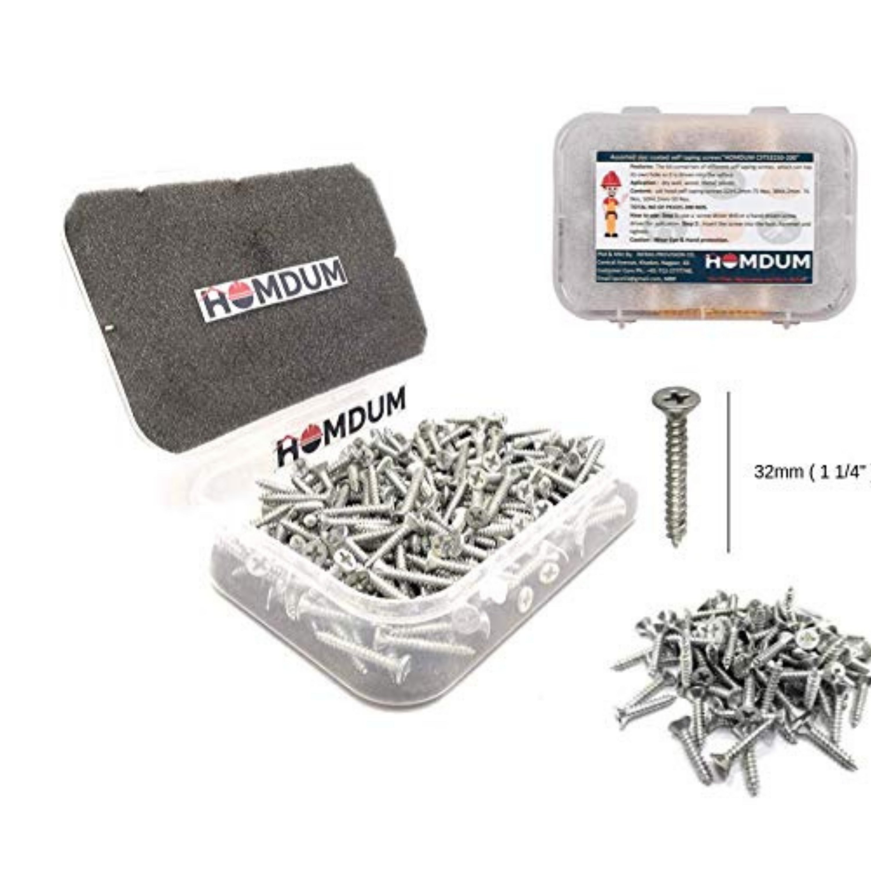 Homdum Assorted Shaved Head Wood Screws (SHWS1550-461)