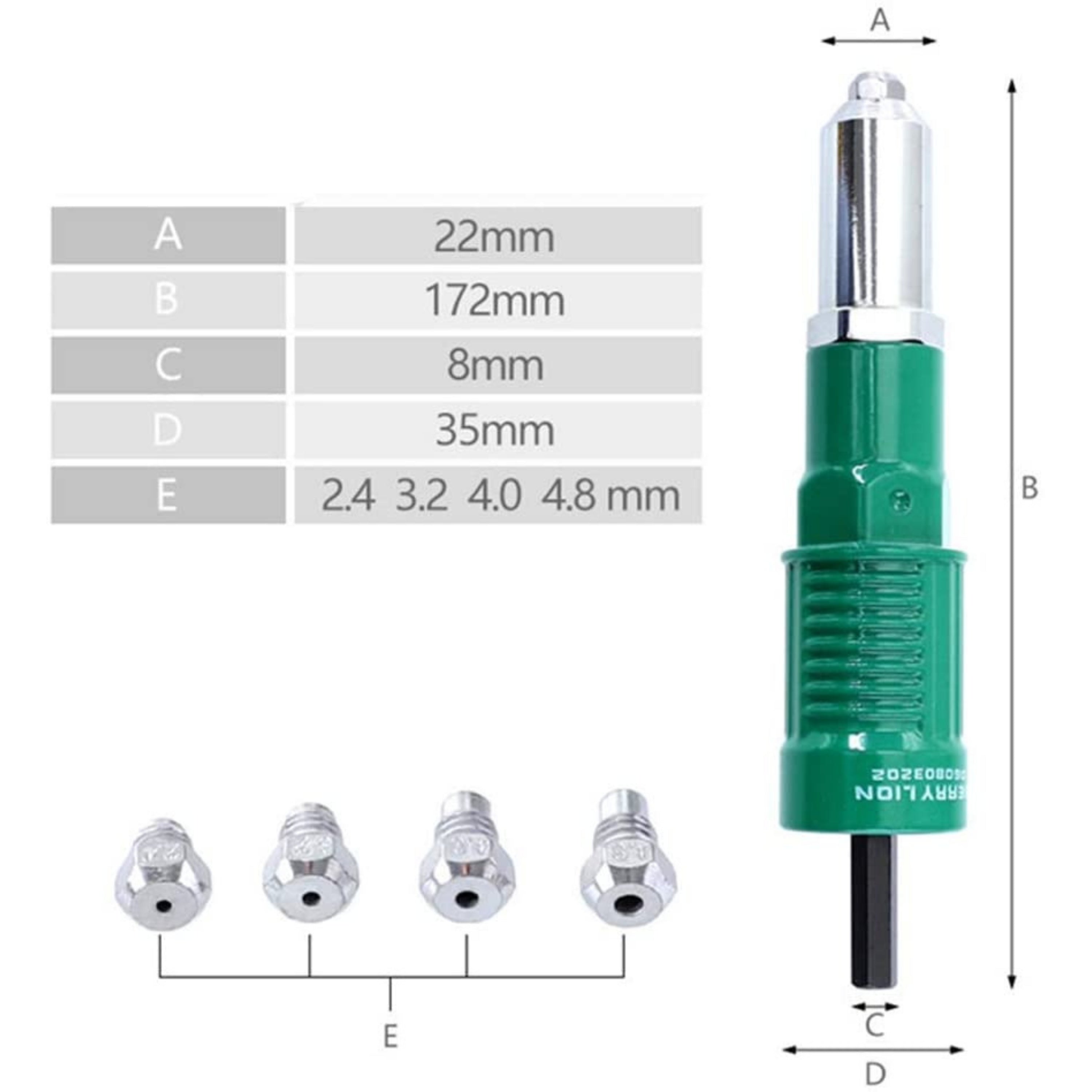 Homdum electric riveter conversion connector attachment for hand drill Machine POP rivet gun adaptor riveting tool Suitable for 2.4 to 4.8mm Blind Rivets sizes