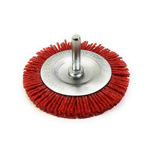 Homdum RED Nylon Fiber Brush – Circular Brush – 75mm Diameter – ¼” Shaft – 4500rpm – Drill bits –Cleaning Brush – Polishing Brush – Derusting disc Brush