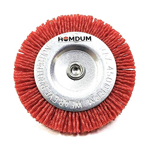 Homdum RED Nylon Fiber Brush – Circular Brush – 75mm Diameter – ¼” Shaft – 4500rpm – Drill bits –Cleaning Brush – Polishing Brush – Derusting disc Brush