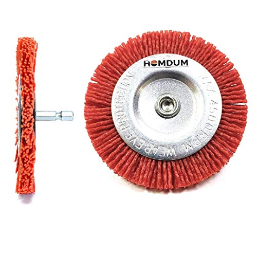 Homdum RED Nylon Fiber Brush – Circular Brush – 75mm Diameter – ¼” Shaft – 4500rpm – Drill bits –Cleaning Brush – Polishing Brush – Derusting disc Brush