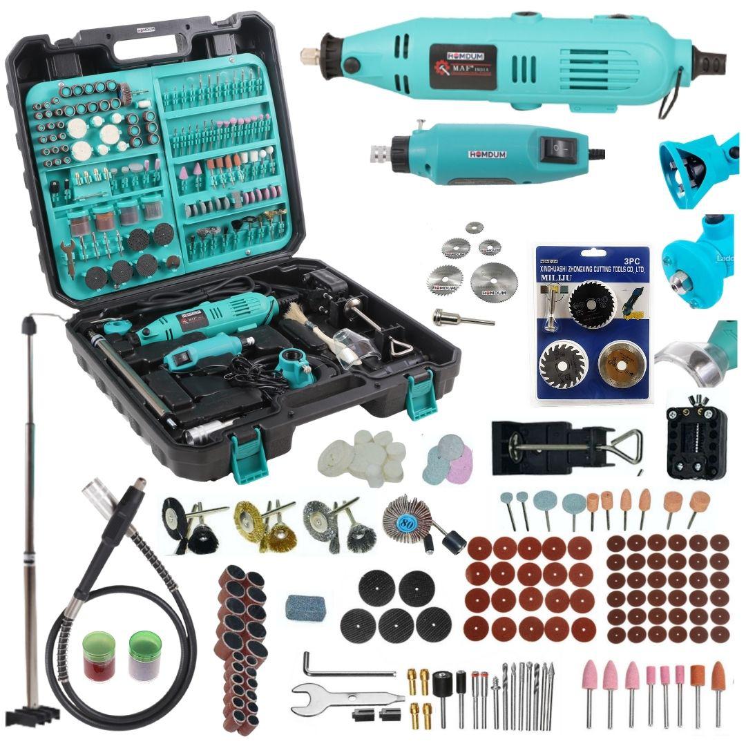 Homdum Mini Rotary Die Grinder combo - 350 Modes combo kit - 175 Pc of Accessories + 2 Die Grinders + 6 Pcs Mini HSS Circular Saw Blade + 3 PCs Mini Multi Circular Saw Blade